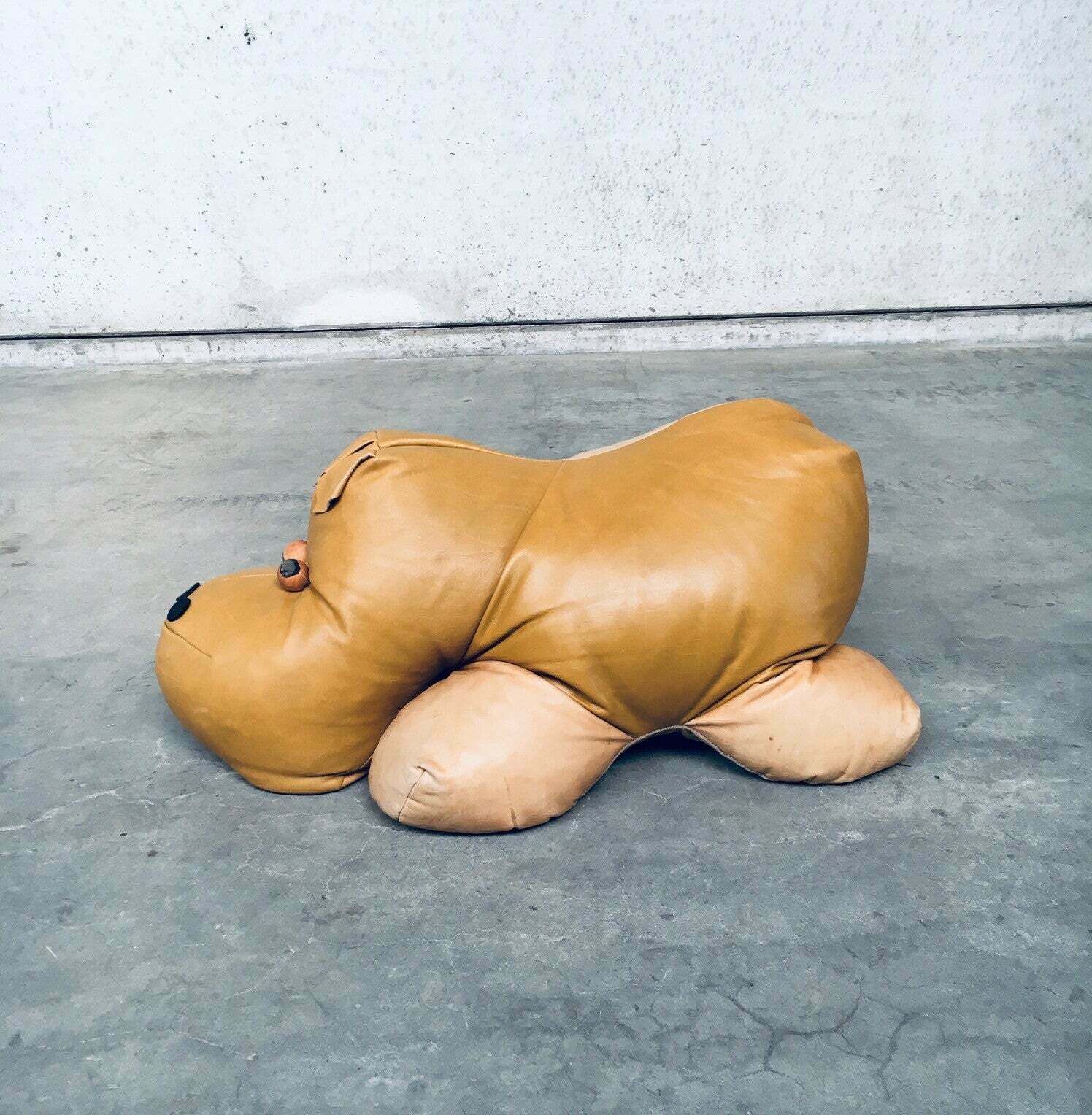1970's Leather Hippo Hippopotamus Footstool Pouf photo Furniture