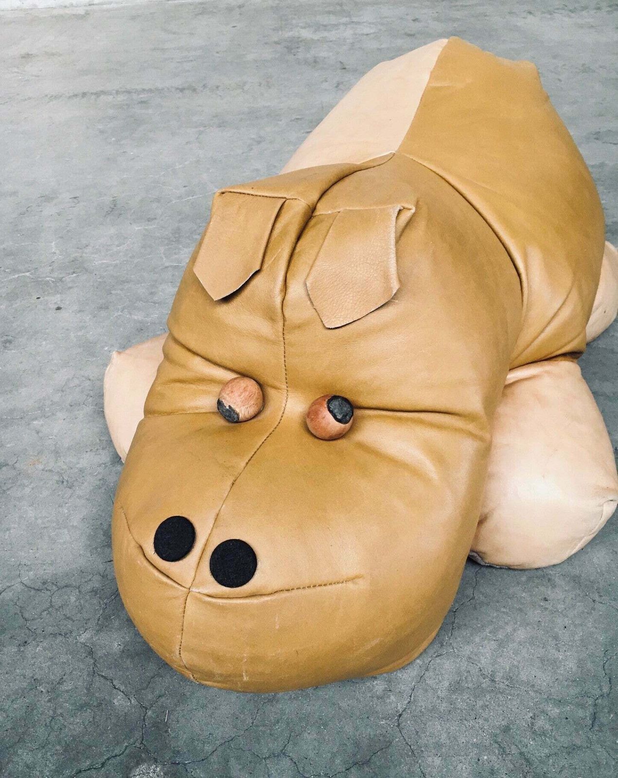 photo for sale 1970's Leather Hippo Hippopotamus Footstool Pouf
