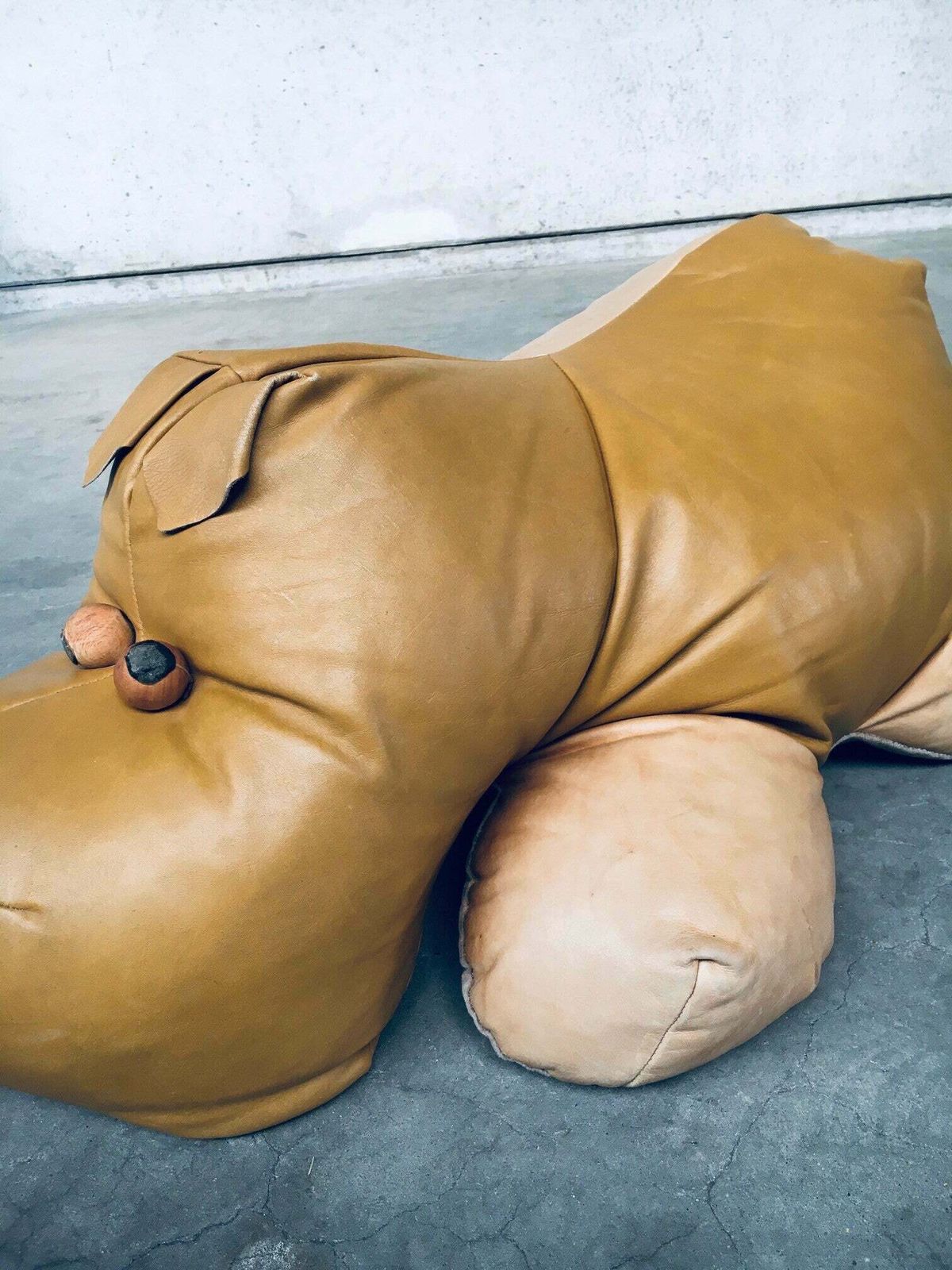 800.0 1970's Leather Hippo Hippopotamus Footstool Pouf photo