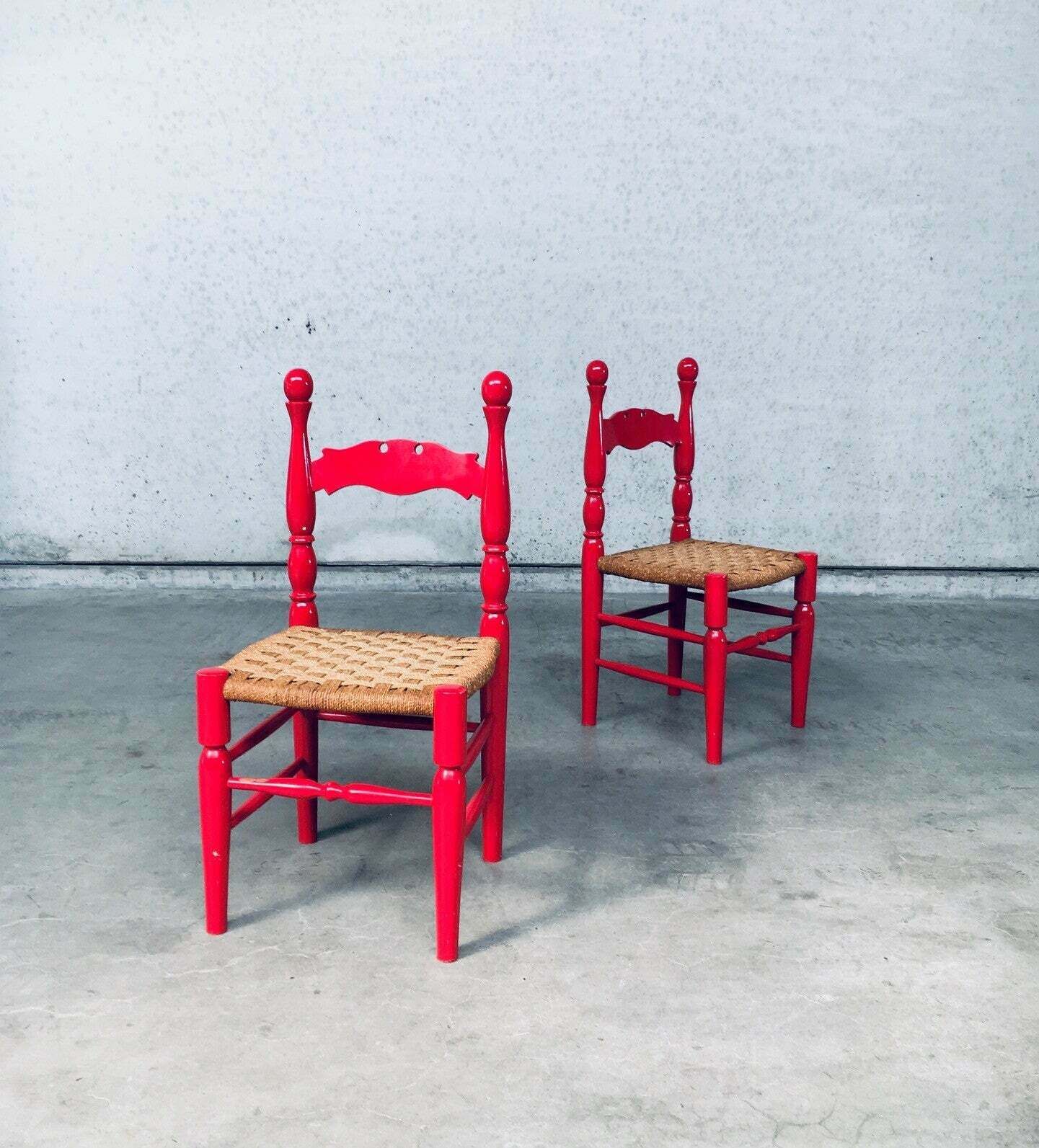 Scandinavische Landelijke Stijl Stoelen In Rood, Zweden Ca. Jaren 1960 photo for sale