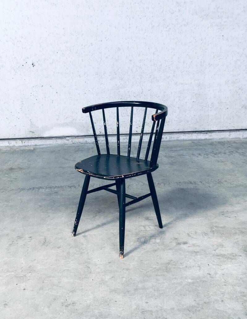 photo furniture Midcentury Scandinavian Design Curved Spindle Back Side Chair, 1960's Denmark