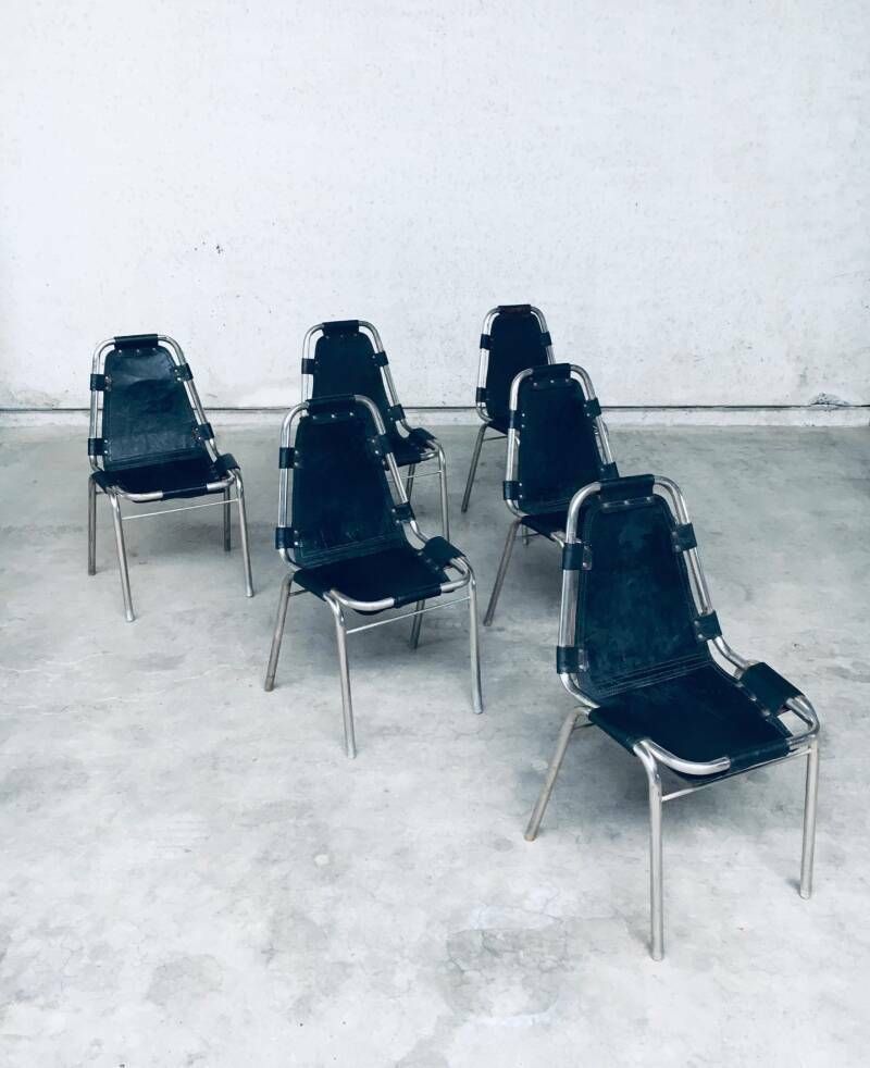 Industrieel Design Eetkamerstoelen Van Leer En Staal, Model "Les Arcs", Jaren 1980 photo vinterior