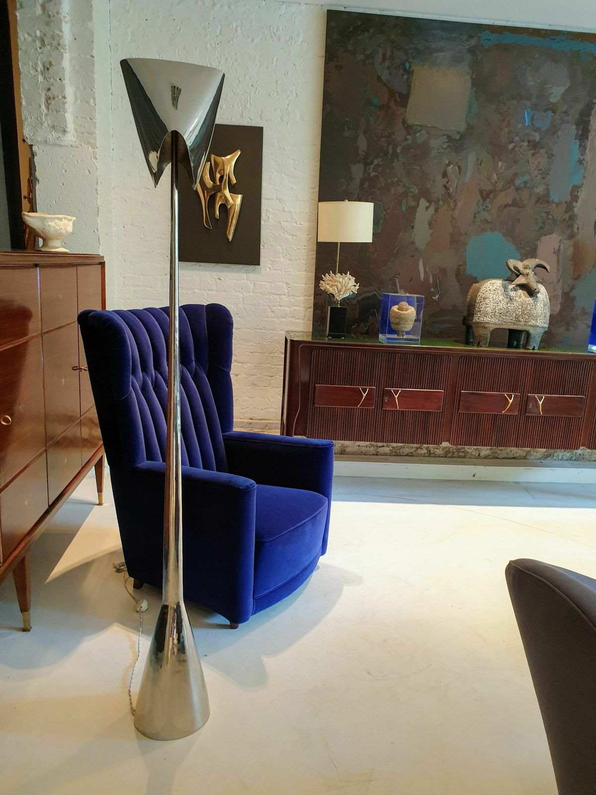 Pair Of Well Sized  Velvet Covered Armchairs Attributed To Guglielmo Ulrich photo furniture