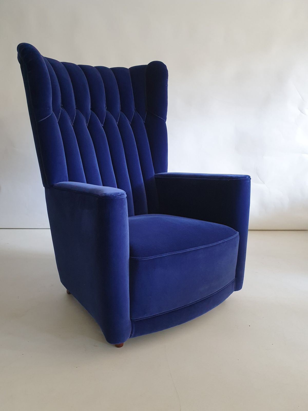 Pair Of Well Sized  Velvet Covered Armchairs Attributed To Guglielmo Ulrich photo for sale