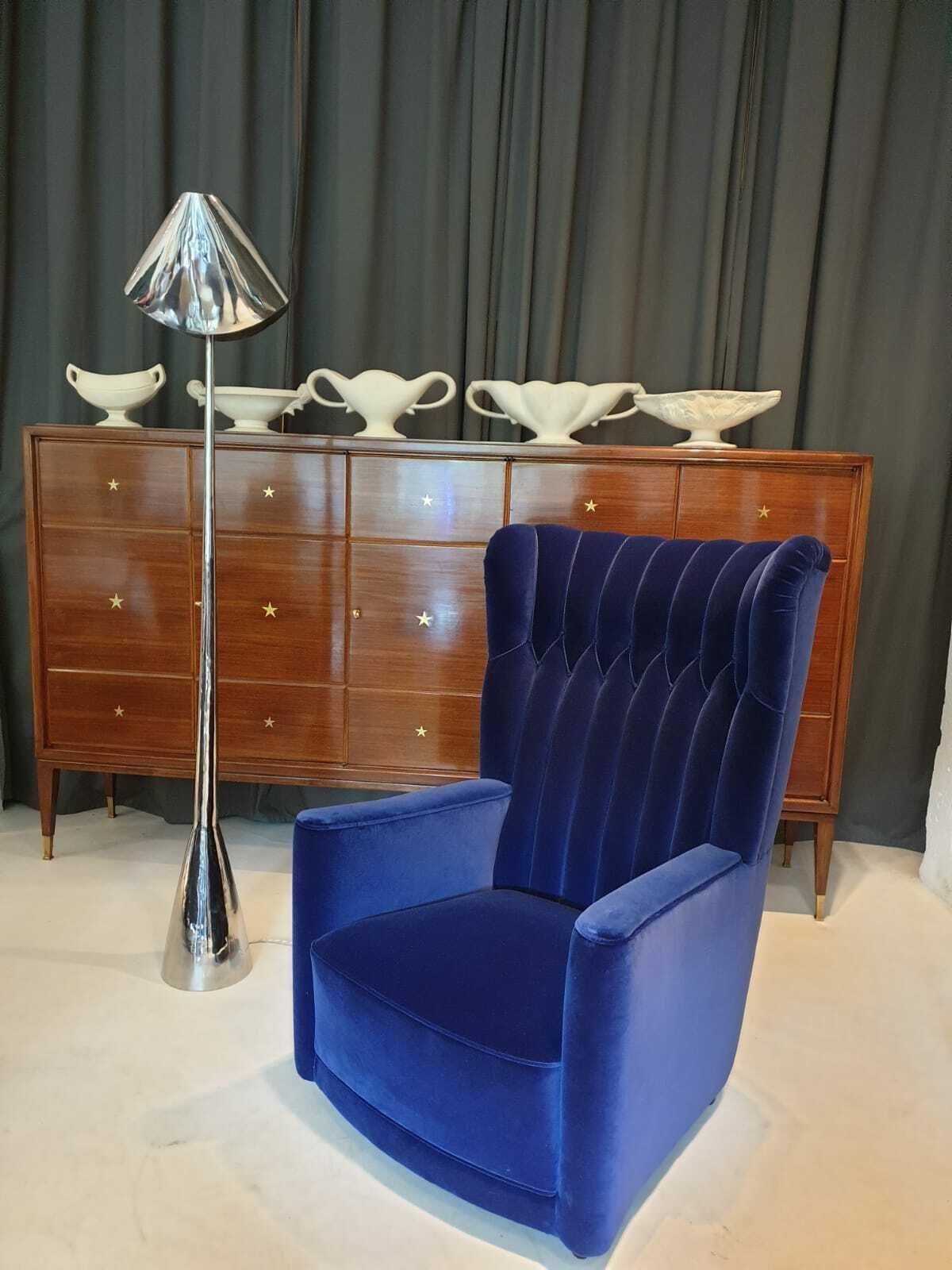 Pair Of Well Sized  Velvet Covered Armchairs Attributed To Guglielmo Ulrich photo buy