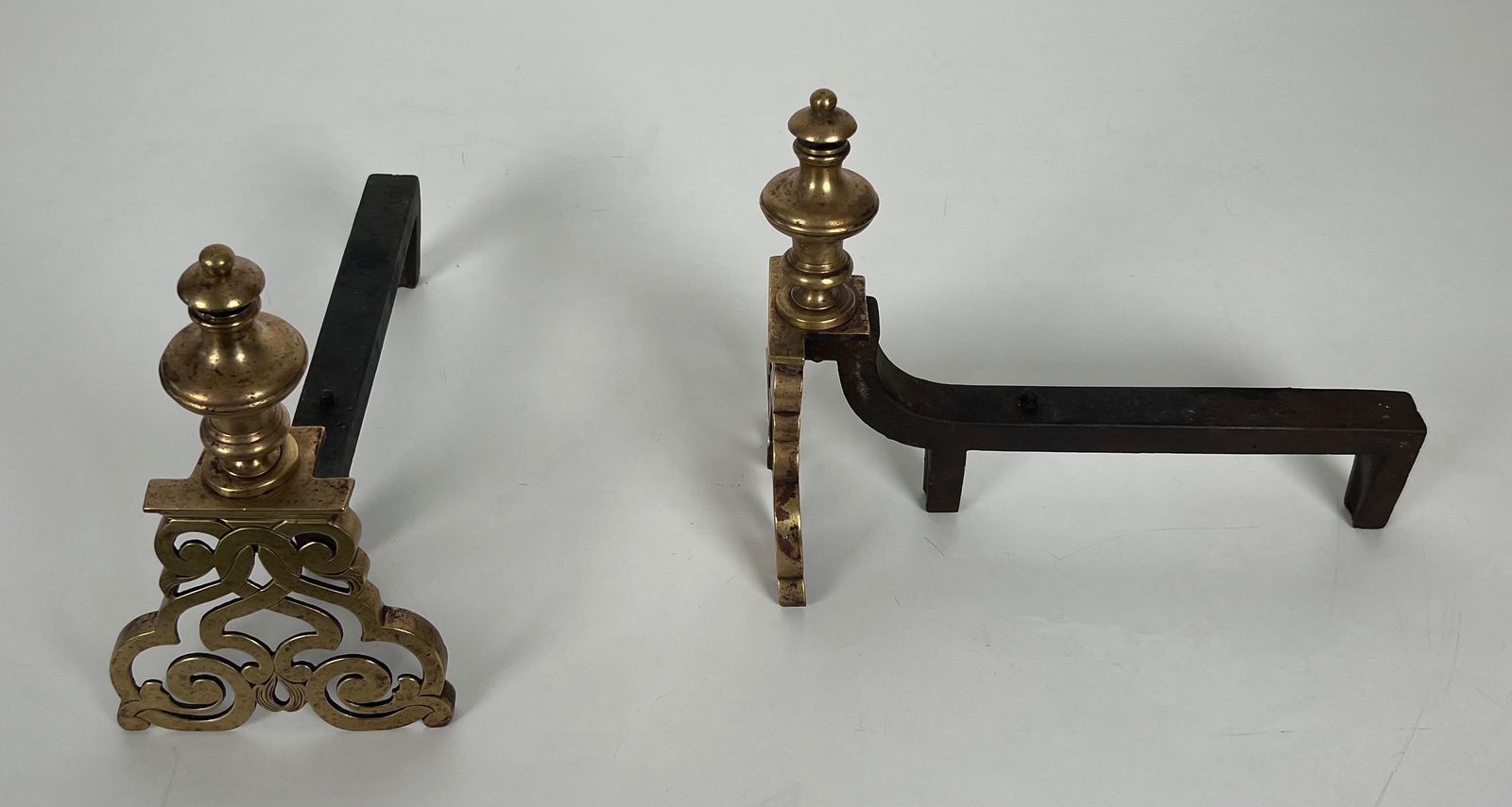Pair Of Chiseled Bronze Andirons. photo 880.0
