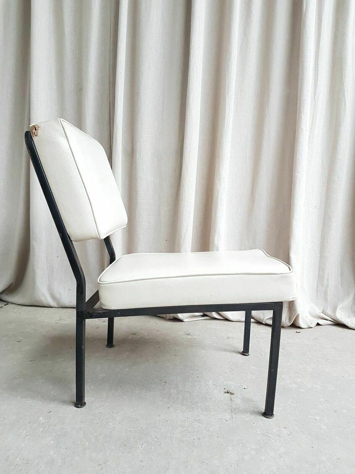Vtg Mid Century Steel Modernist Post Modern Studio Lounge Chair Retro #383 photo vintage