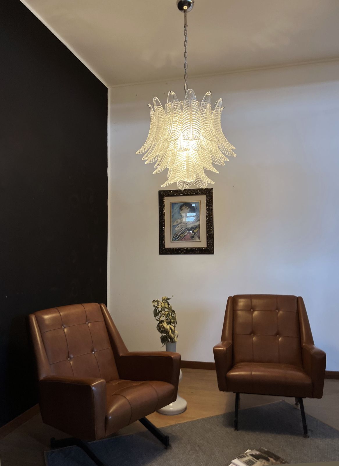 Italian Murano Six Tier Trasparent Felci Glass Chandelier   36 Glasses photo for sale