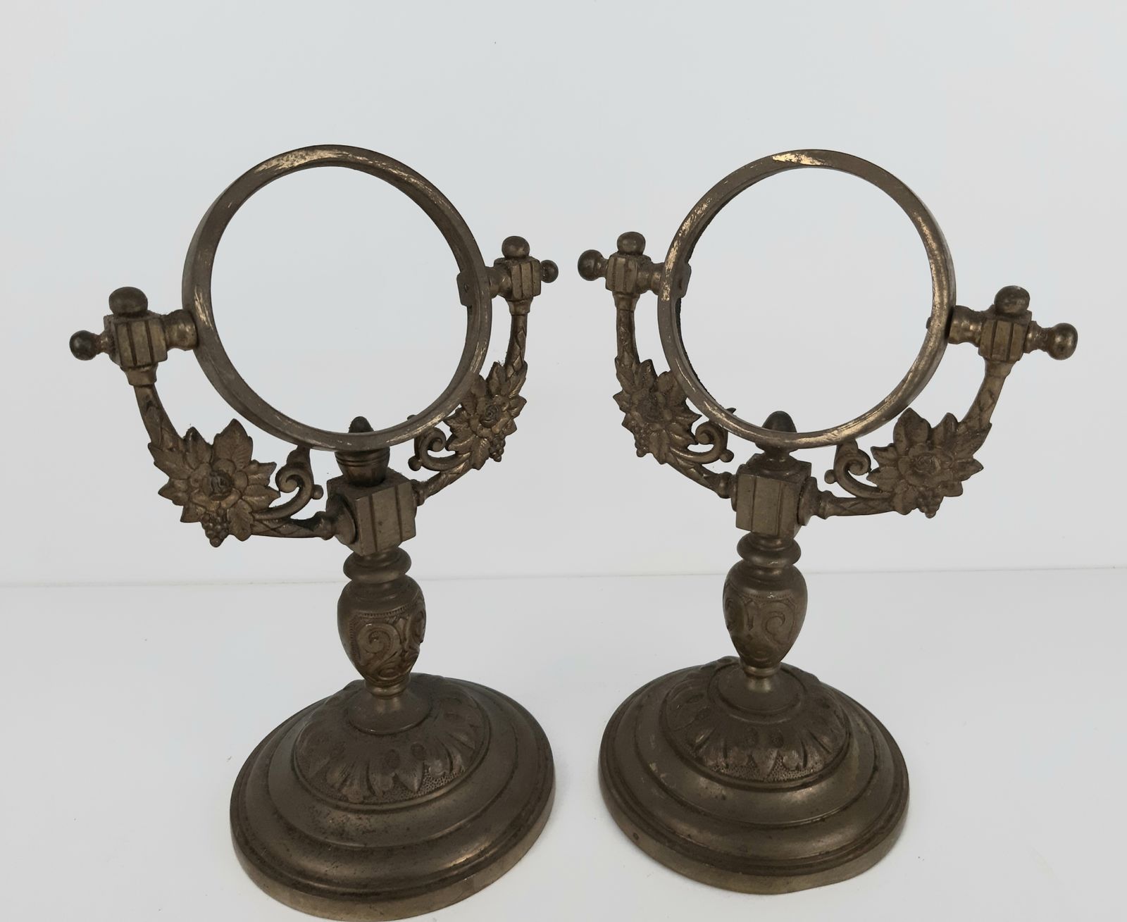 Ornate Early 20thc Brass Mirror / Picture Frames And Stands