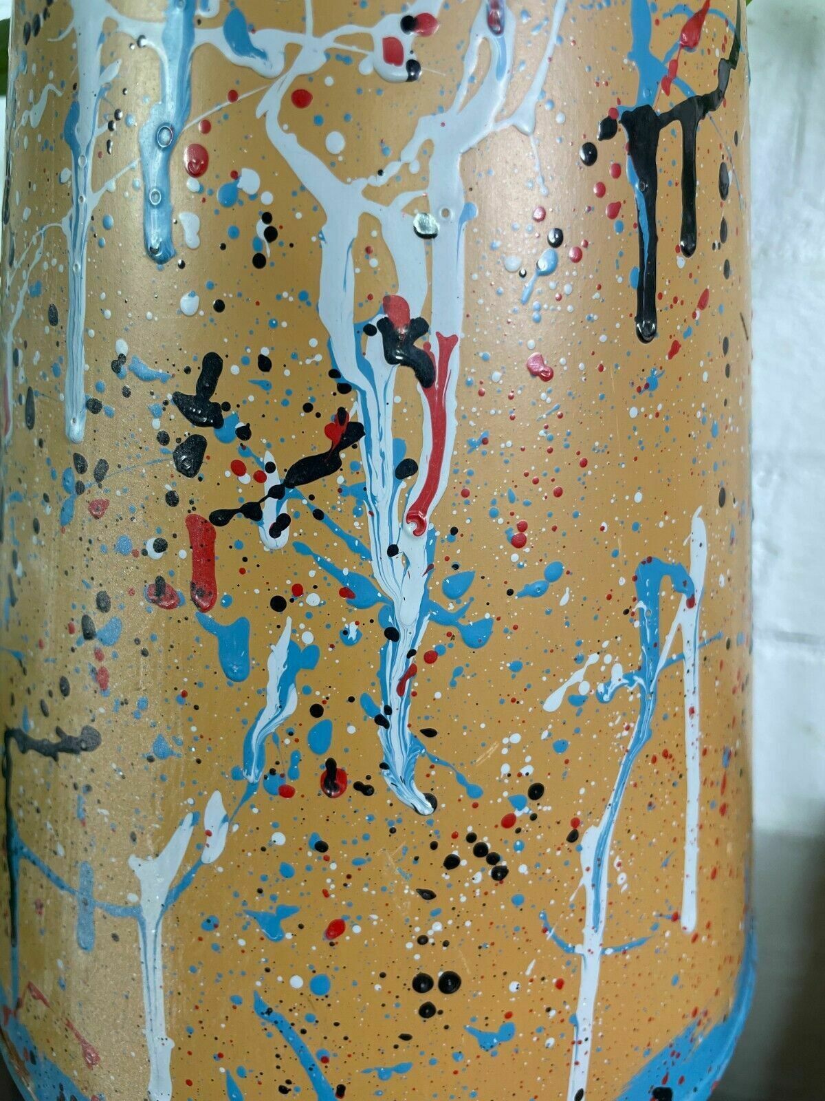 photo for sale Large Vintage Hungarian Retro Mid Century Hand Painted Metal Vase