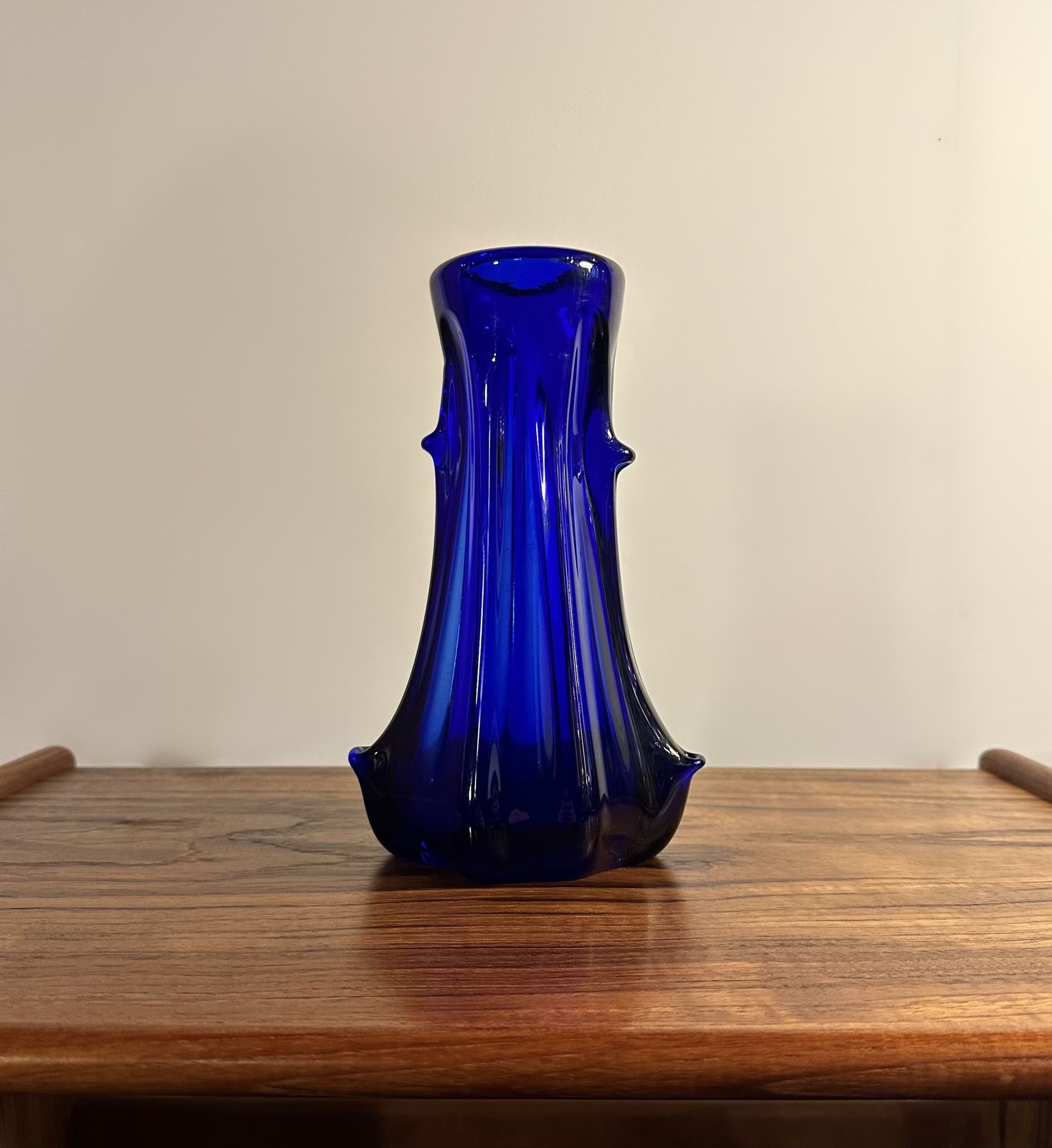 Original Italian Hand Blown Azure Blue Murano Glass, 1960s