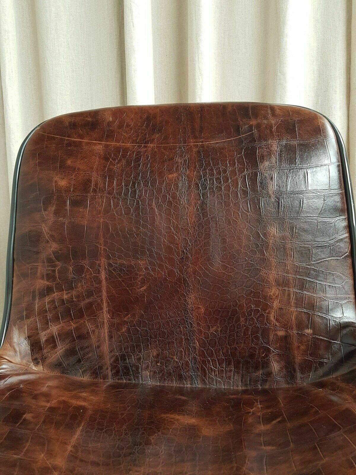photo vinterior Vtg Mid Century Modernist Chrome Leather Swivel Chair By Charles Pollock