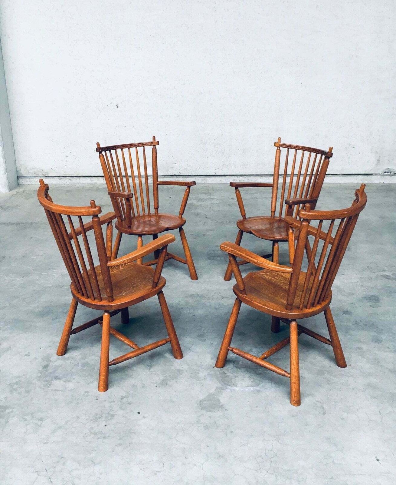 Furniture Dutch Design Oak Arm Chair Set By De Ster Gelderland, Netherlands 1960's photo
