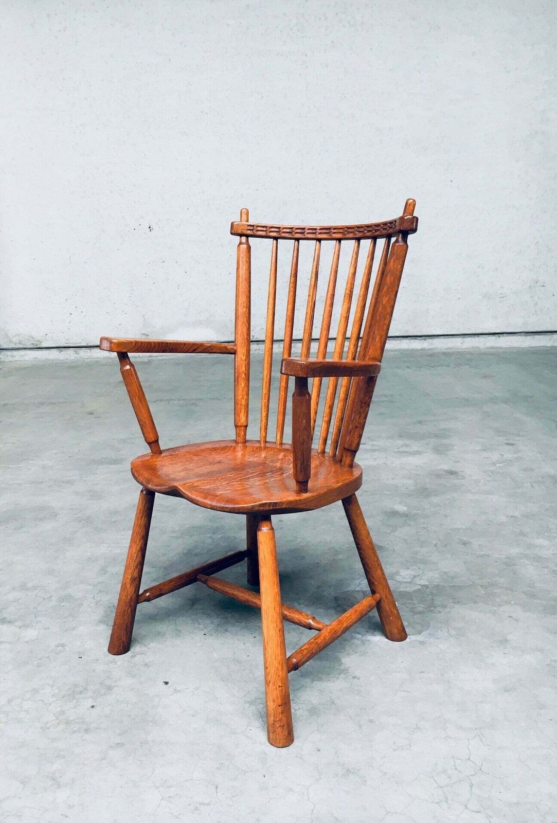 photo vinterior Dutch Design Oak Arm Chair Set By De Ster Gelderland, Netherlands 1960's