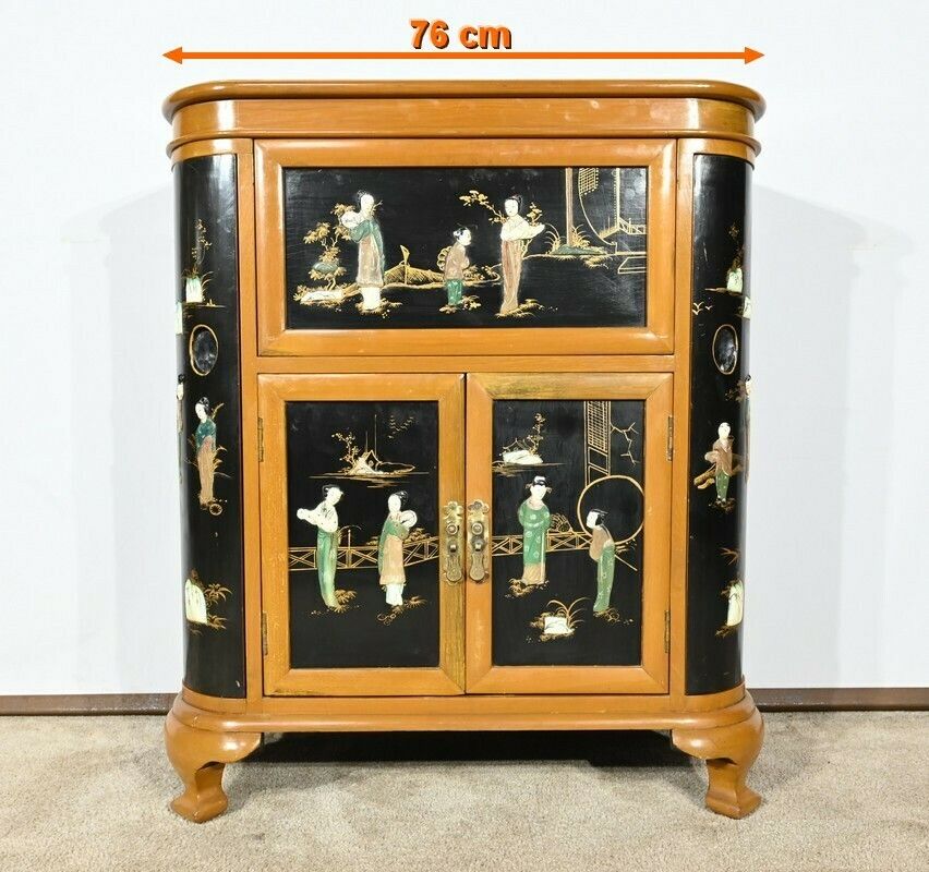 Asian Liquor Cabinet In Lacquered Wood, China – 1950 photo furniture