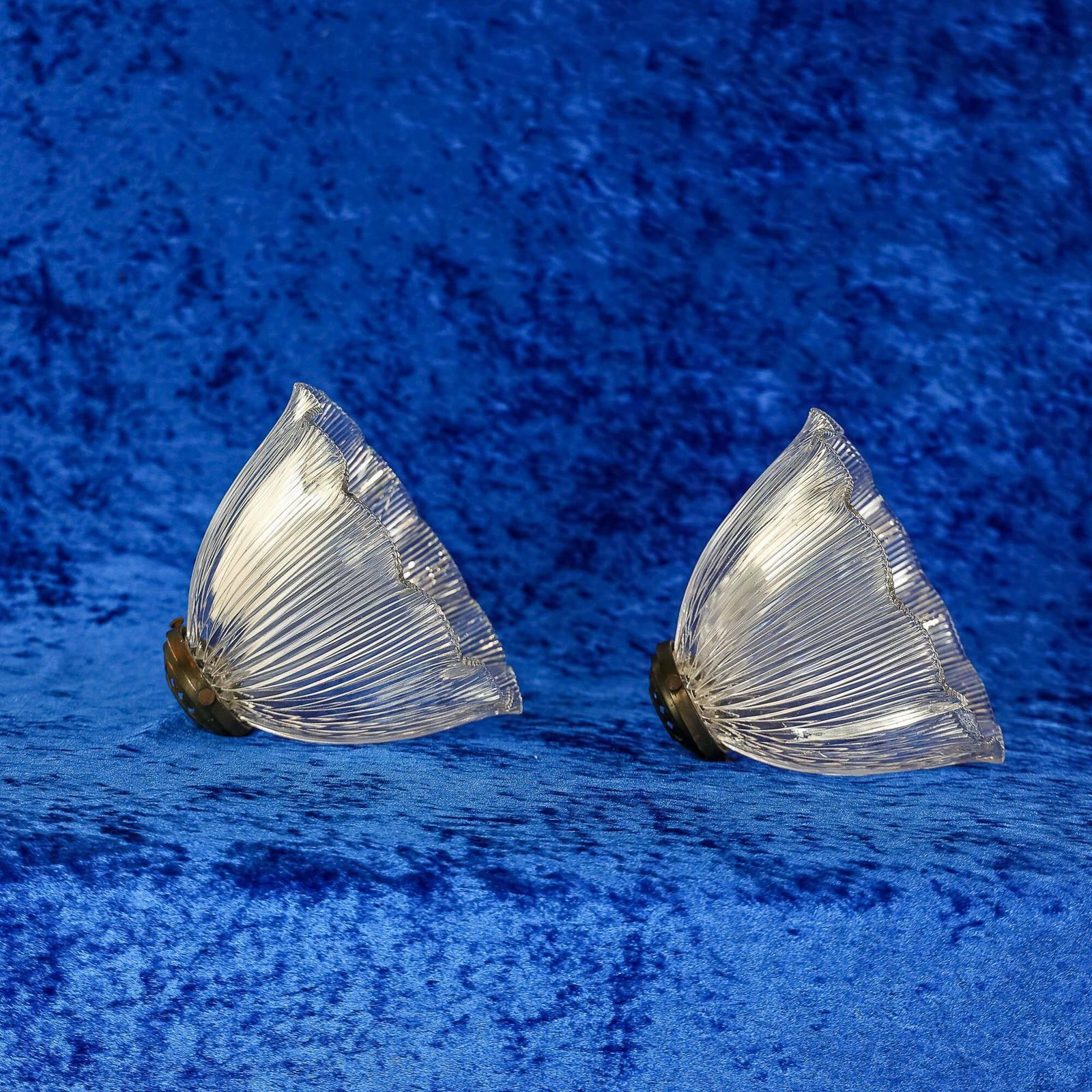 Pair Of Vintage Frilled Prismatic Tulip Lamp Shades photo furniture