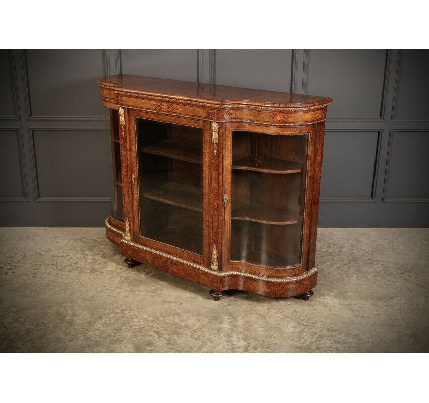 photo vintage Impressive Burr Walnut Marquetry Inlaid Credenza Cabinet