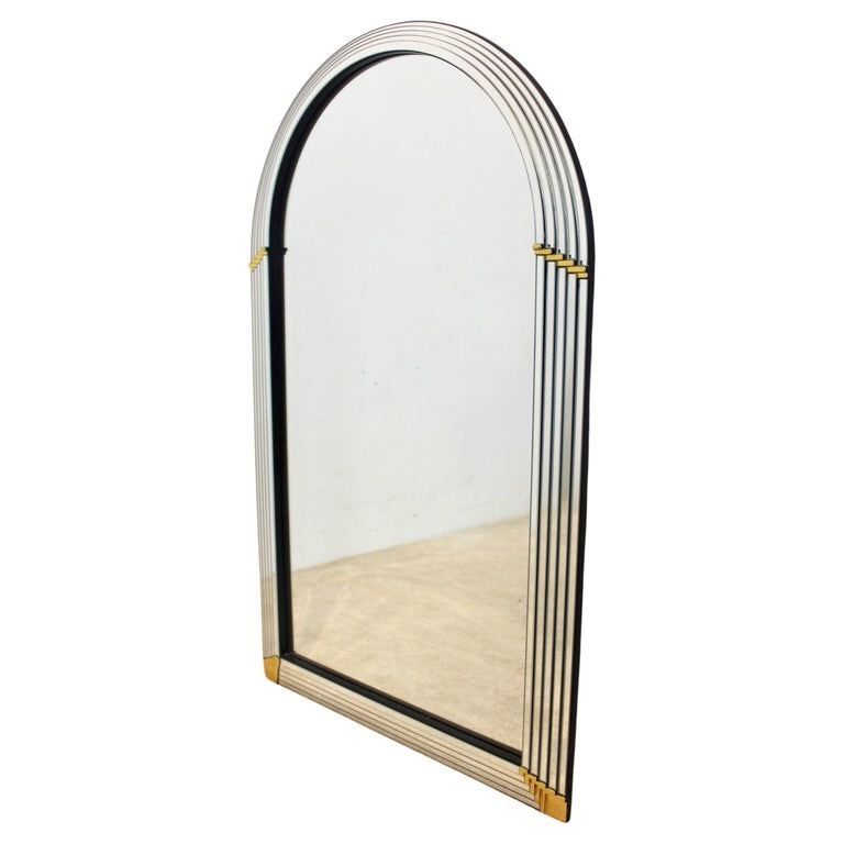 Arch Layered Mirror With Brass Accents By Deknudt Belgium