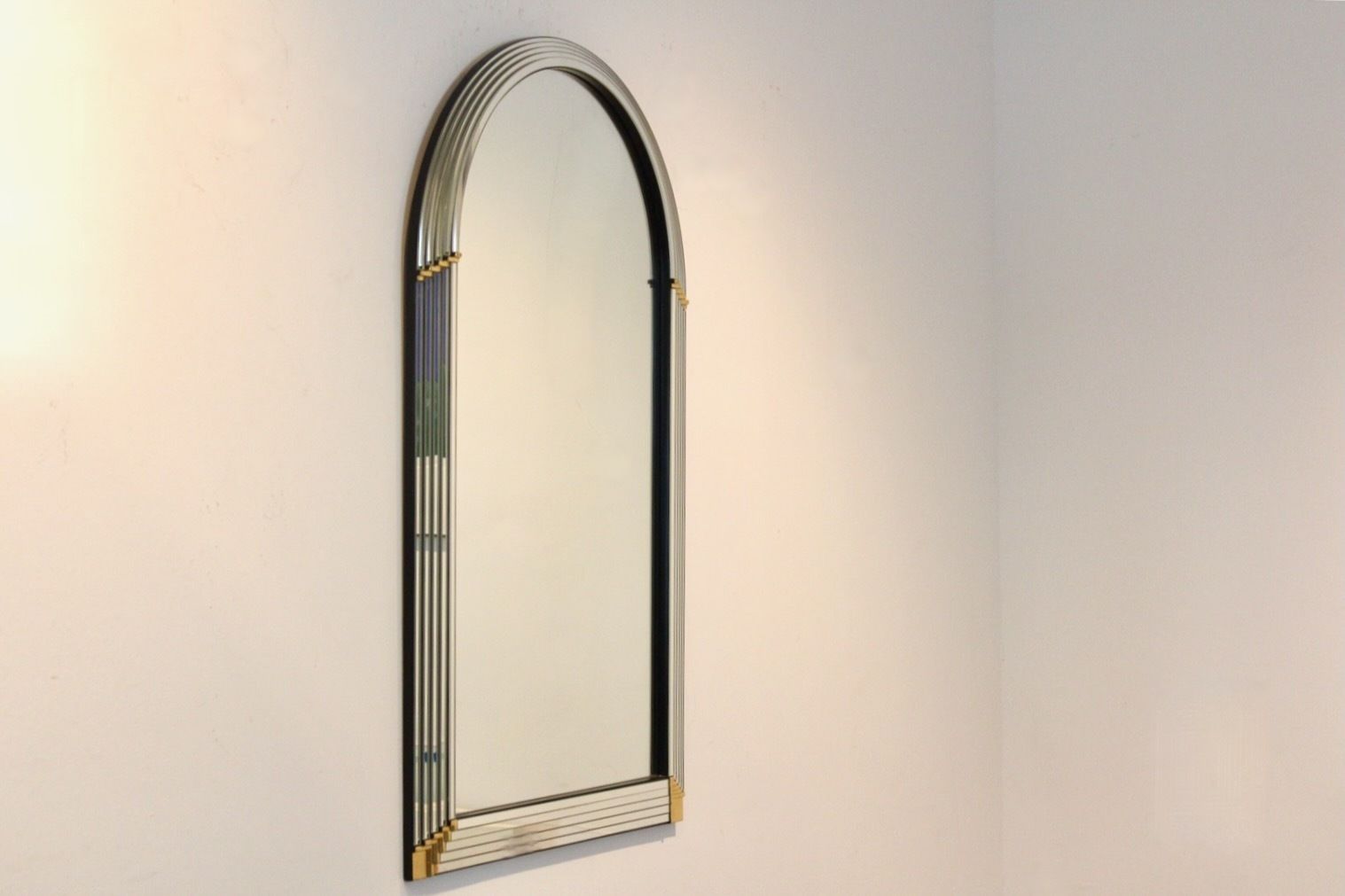 Arch Layered Mirror With Brass Accents By Deknudt Belgium photo vinterior