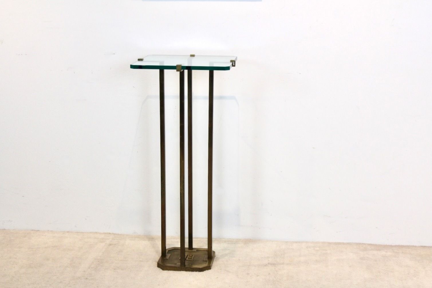 Minimalist Peter Ghyczy Brass And Glass Pedestal Table photo for sale