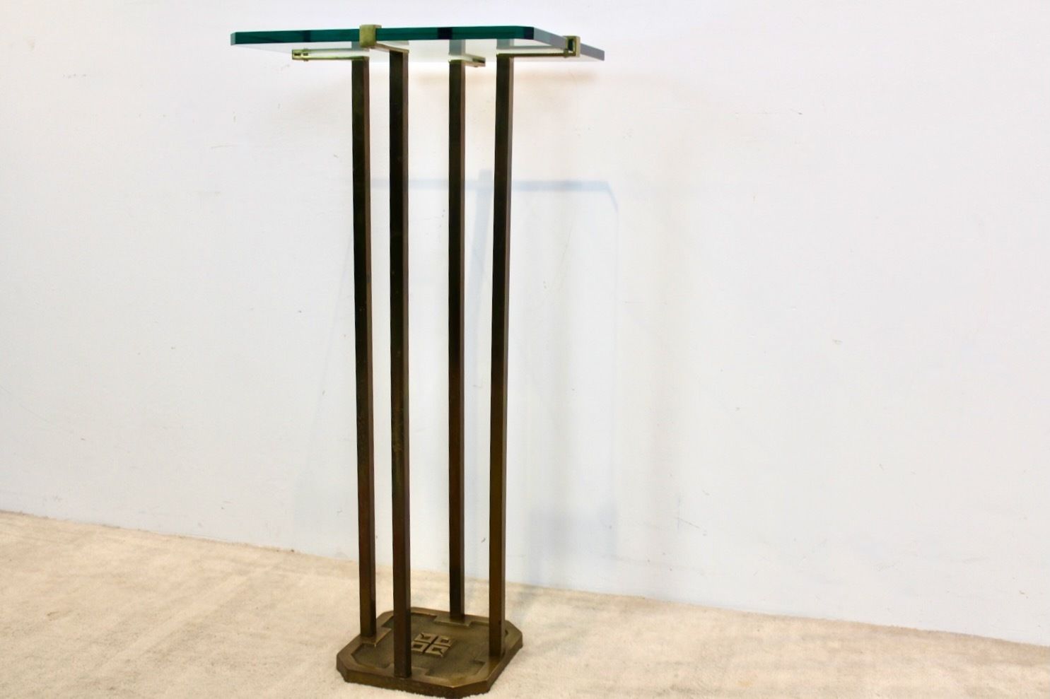 photo for sale Minimalist Peter Ghyczy Brass And Glass Pedestal Table