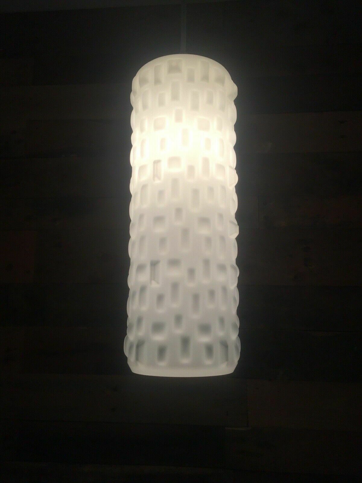 Superb Space Age Opaline Glass 70's Textured Op Art Mid Century Lamp Light Shade