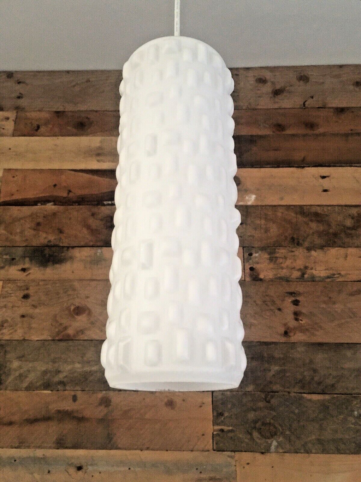 Superb Space Age Opaline Glass 70's Textured Op Art Mid Century Lamp Light Shade photo Lighting