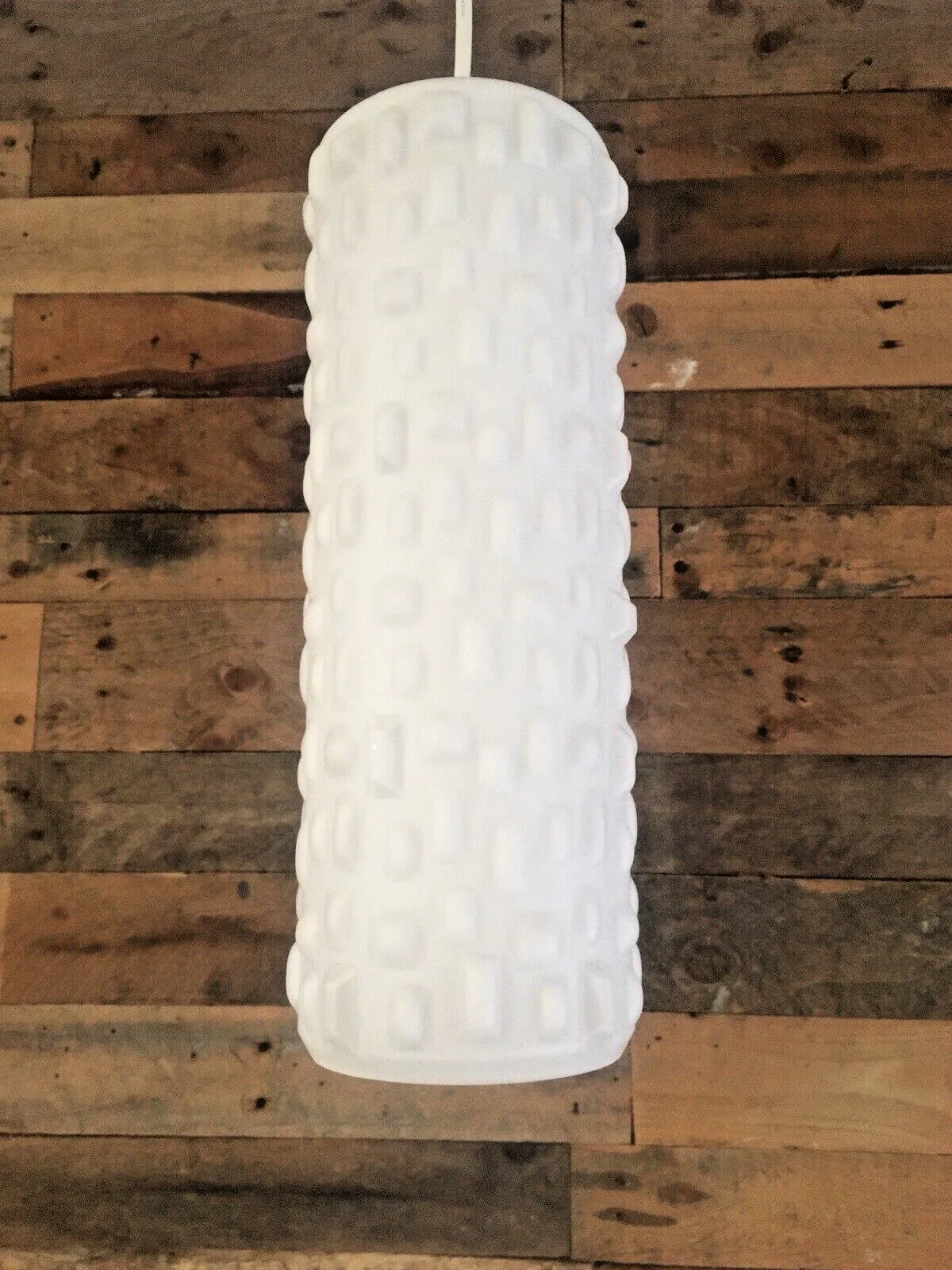 Superb Space Age Opaline Glass 70's Textured Op Art Mid Century Lamp Light Shade photo 275.0