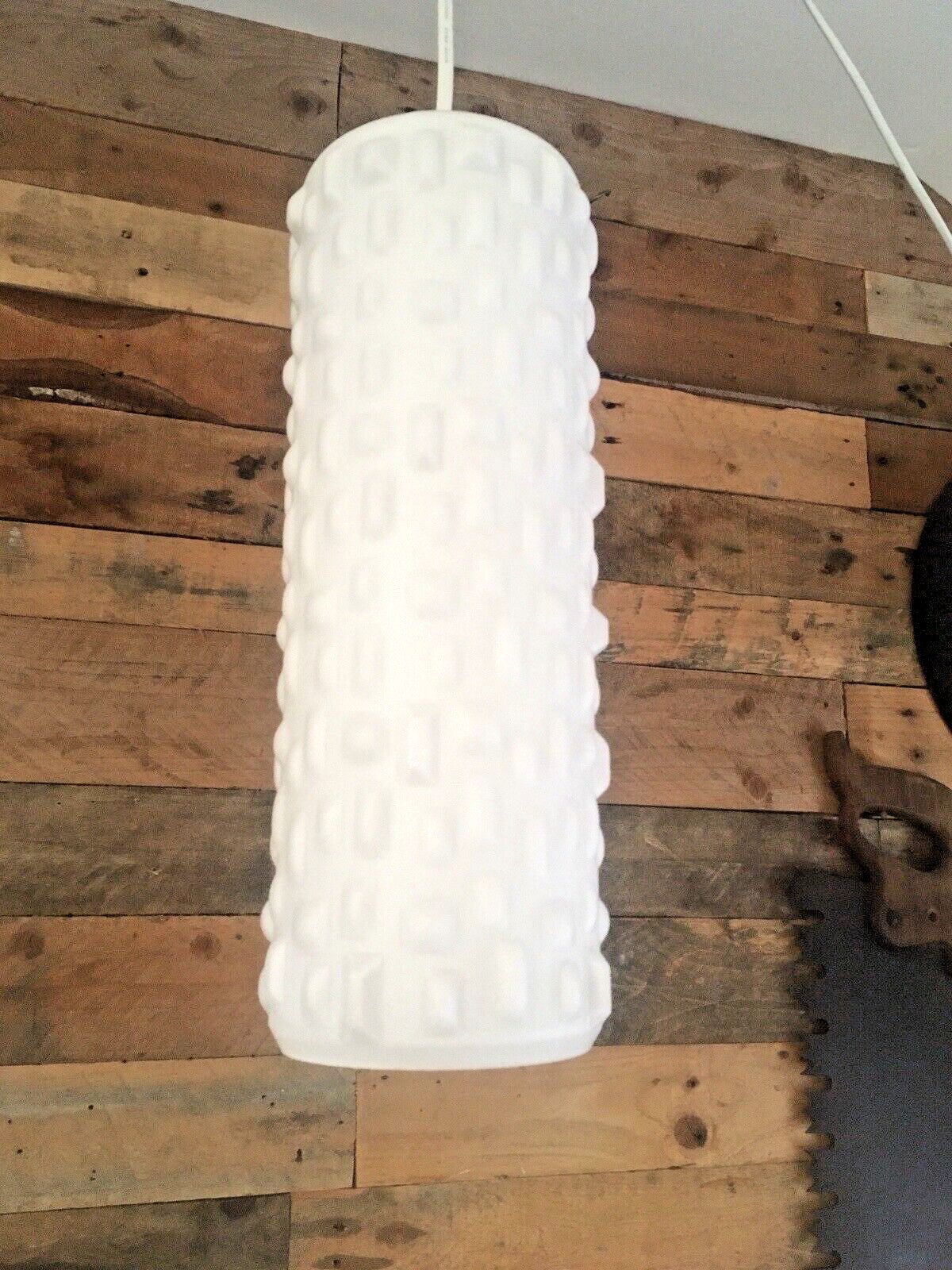 Superb Space Age Opaline Glass 70's Textured Op Art Mid Century Lamp Light Shade photo vinterior