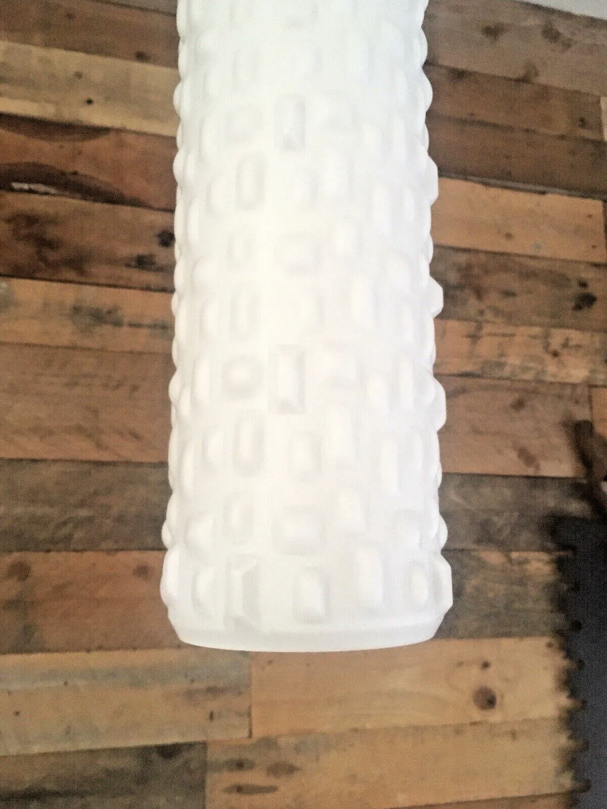 Superb Space Age Opaline Glass 70's Textured Op Art Mid Century Lamp Light Shade photo buy