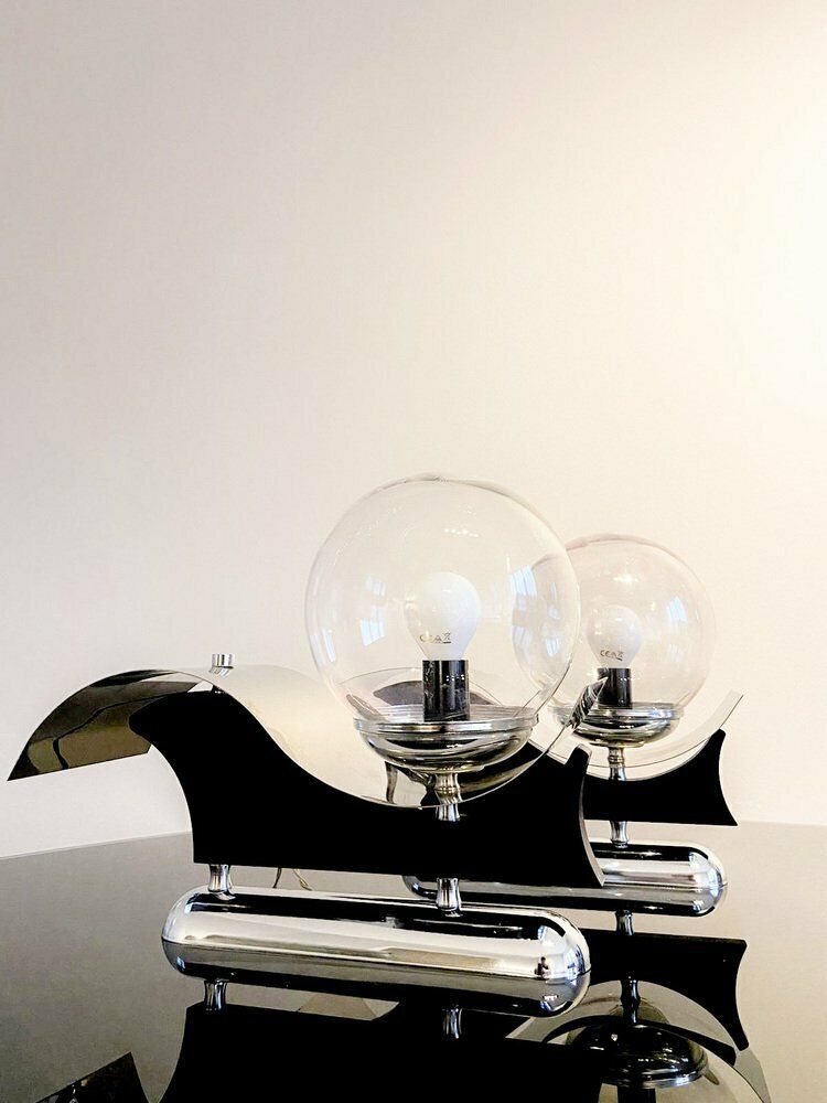 Metal And Blown Glass Wall Lamps, Italy, 1970s, Set Of 2 photo furniture