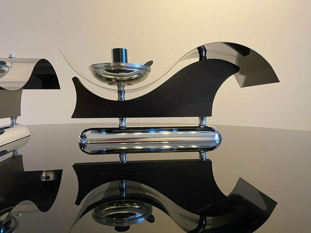 Metal And Blown Glass Wall Lamps, Italy, 1970s, Set Of 2 photo vinterior