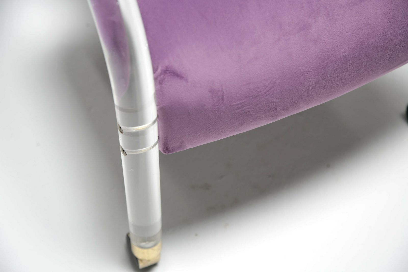 Lucite Velvet Armchair By Hill Manufacturing, USA, 1980s. photo for sale