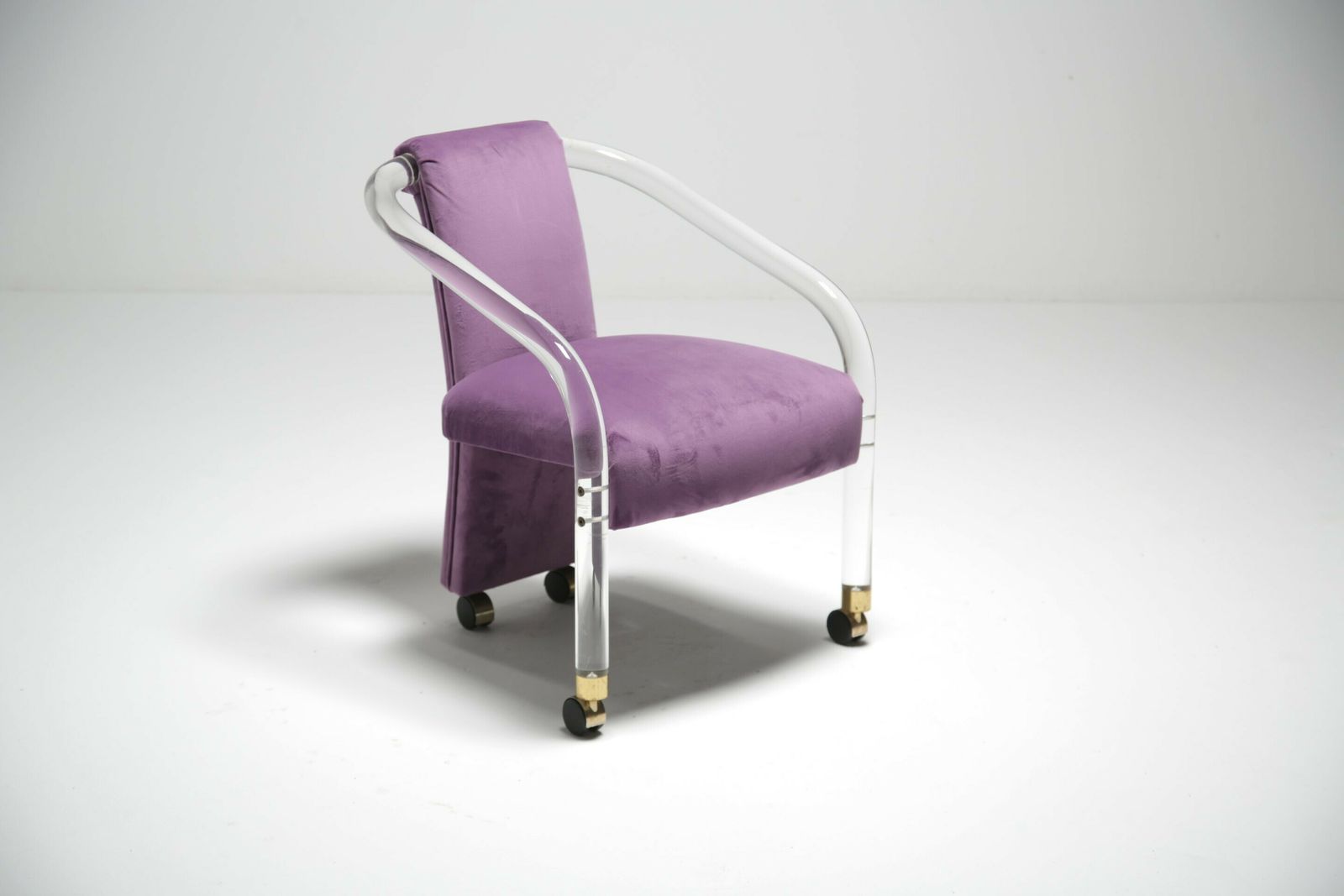 Lucite Velvet Armchair By Hill Manufacturing, USA, 1980s.