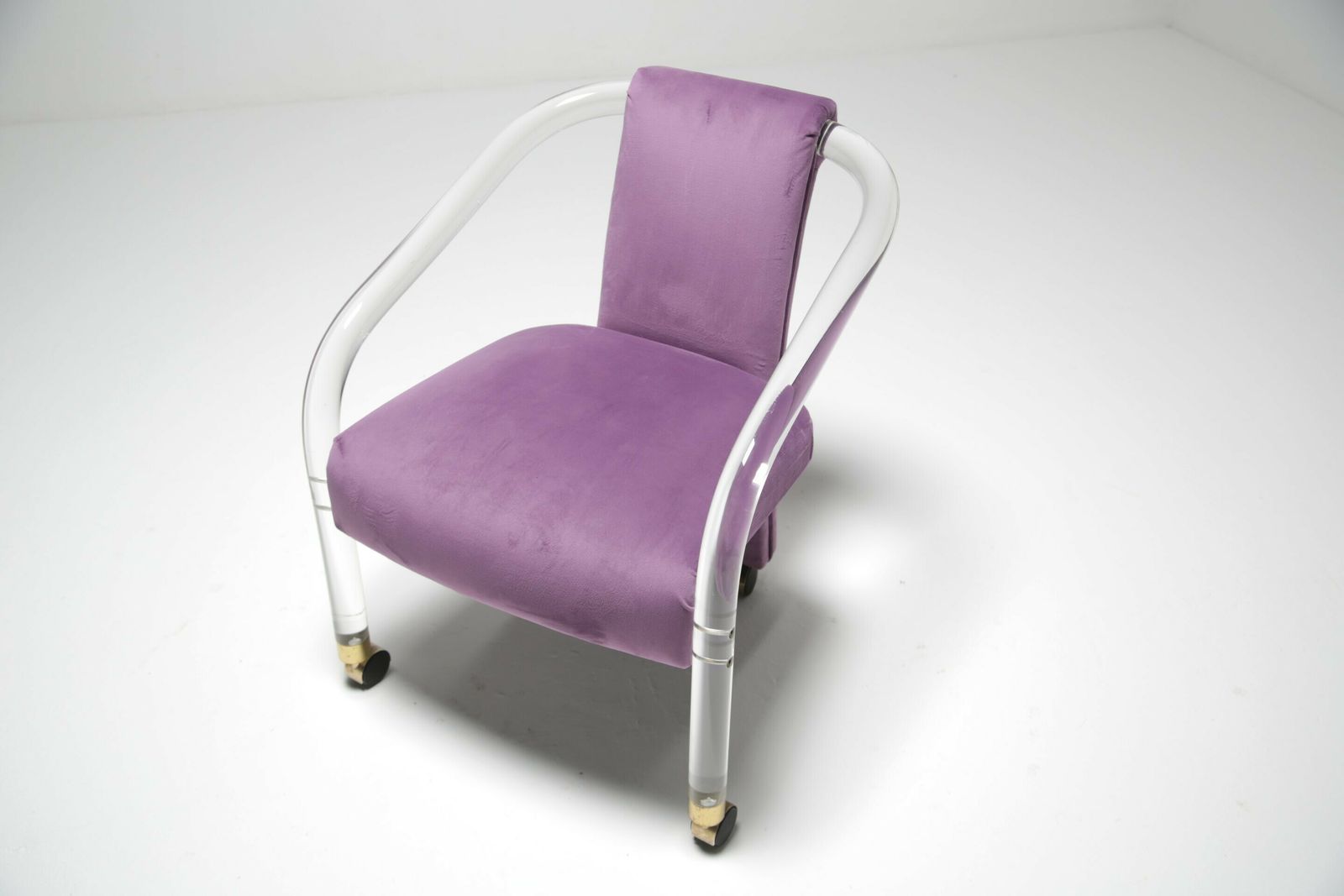 Lucite Velvet Armchair By Hill Manufacturing, USA, 1980s. photo vinterior