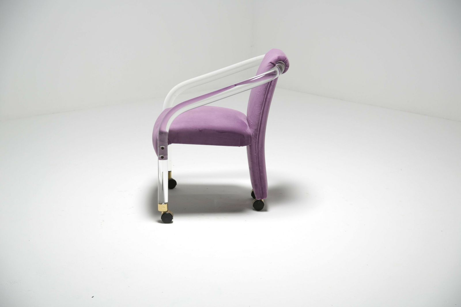 Lucite Velvet Armchair By Hill Manufacturing, USA, 1980s. photo vintage