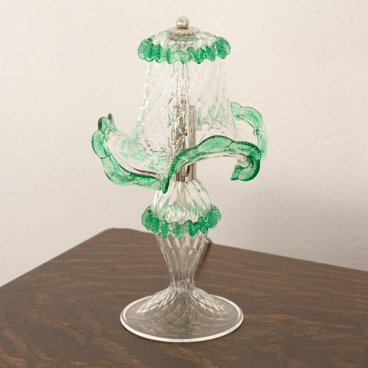 Transparent And Green Murano Glass Table Lamps, Early 21st Century, Set Of 2 photo 206.0