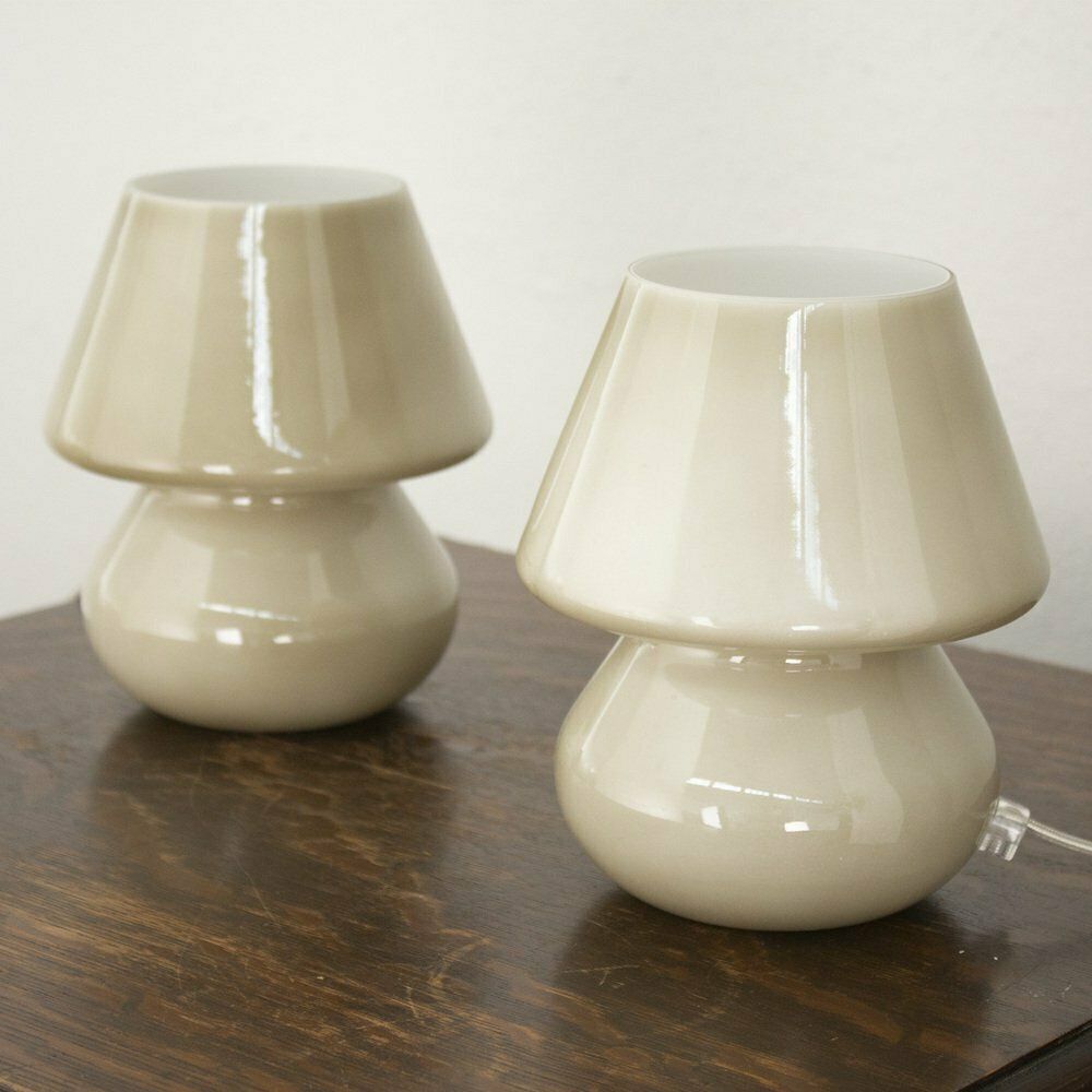 Italian Murano Glass Mushroom Lamps, 1990s, Set Of 2 photo for sale