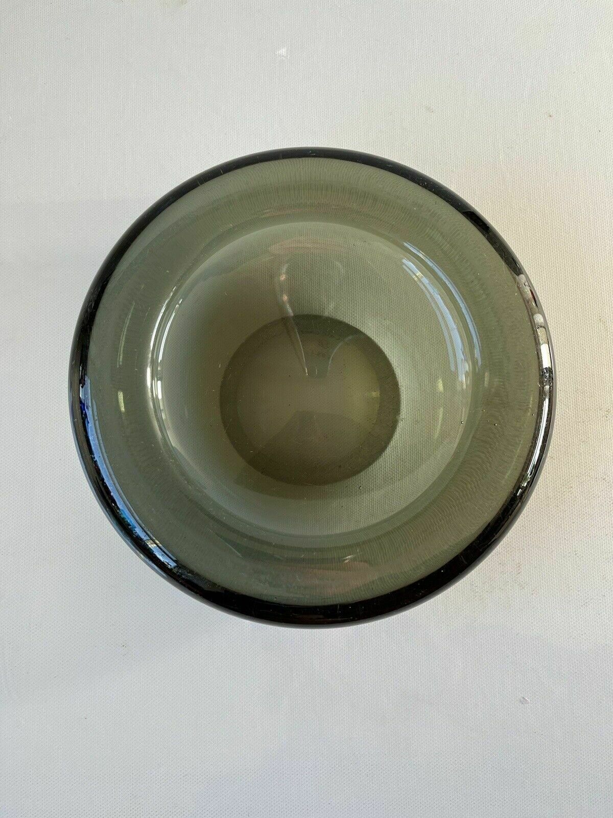 Signed 1950's Danish Holmegaard Per Lutken Smoke Grey Glass Scandi 2kg Bowl Dish photo 90.0
