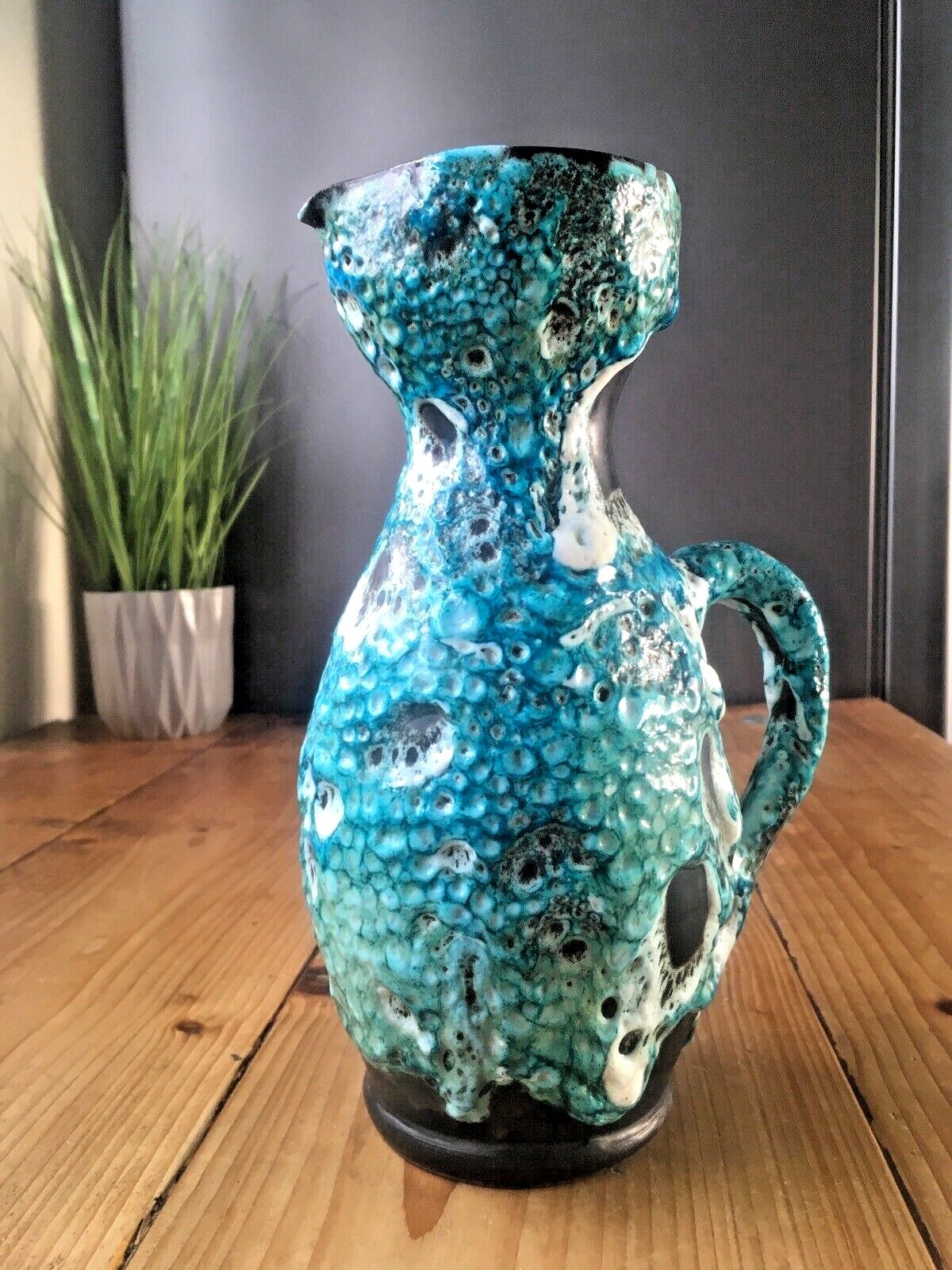 Spectacular Mid Century 60's Le Cyclope Annecy French Fat Lava Pottery Jug Mcm photo furniture