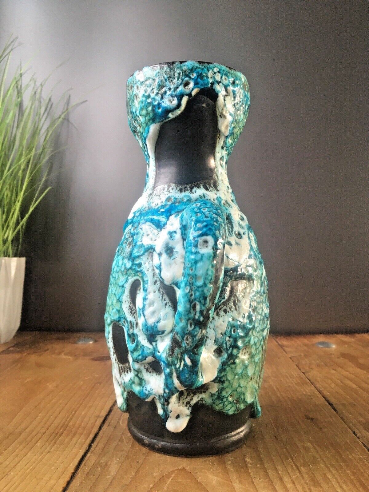 Spectacular Mid Century 60's Le Cyclope Annecy French Fat Lava Pottery Jug Mcm photo Home Decor