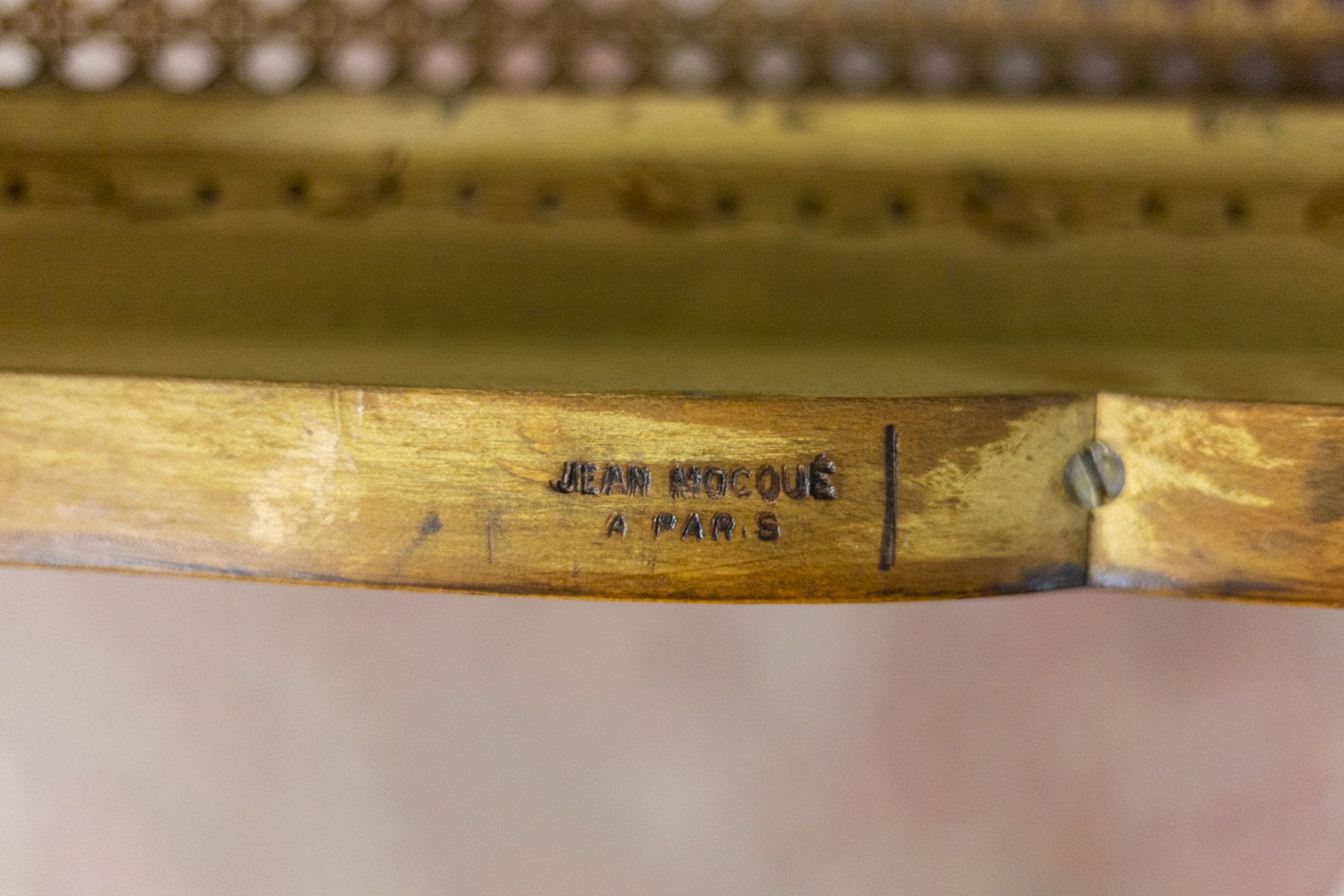Jean Mocqué, Paire De Fauteuils Canné De Style Régence, Xxe Siècle photo vintage