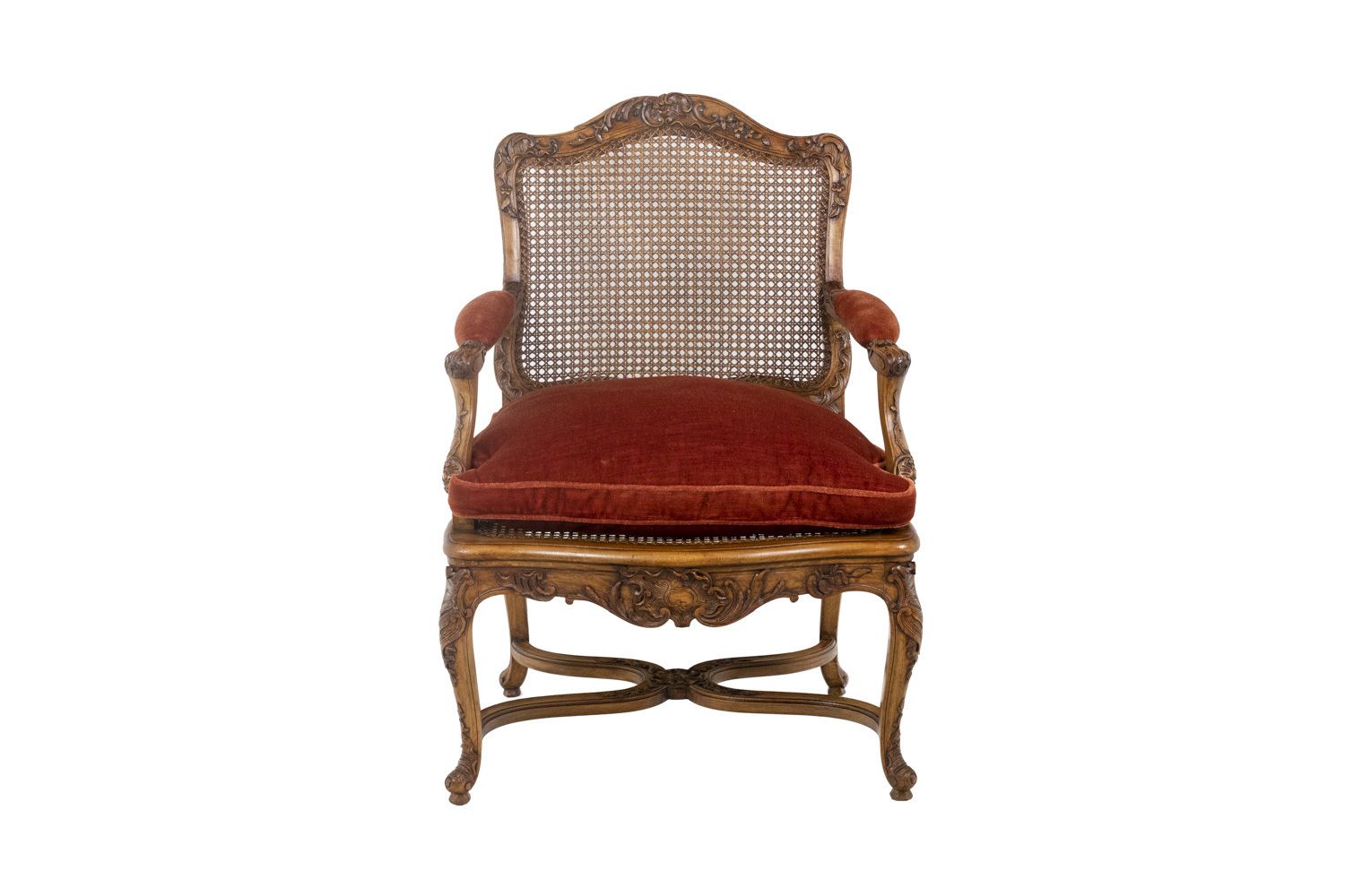 Furniture Jean Mocqué, Paire De Fauteuils Canné De Style Régence, Xxe Siècle photo
