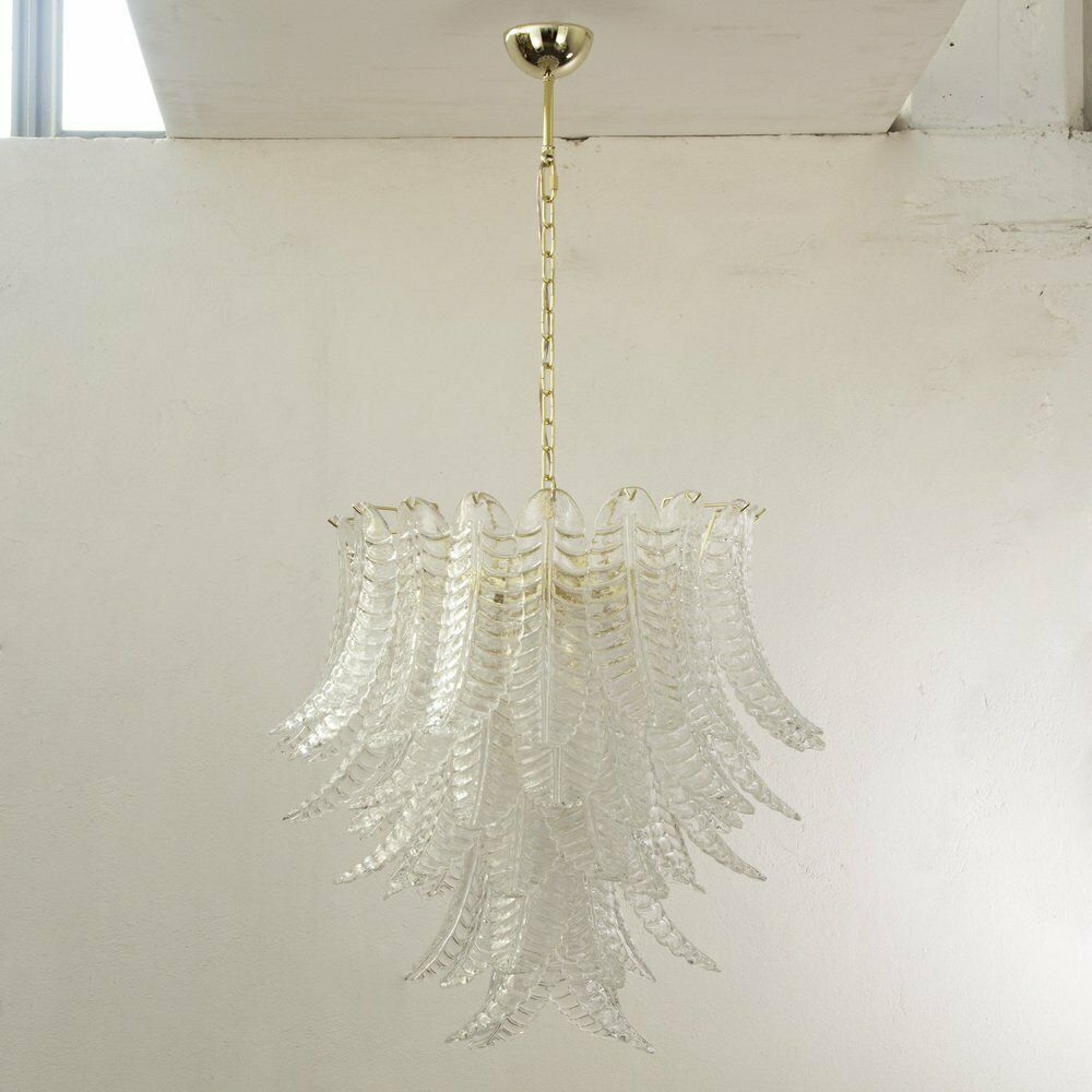 Large Pendant Chandelier With Murano Glass Leaves, Italy, 1990s photo furniture