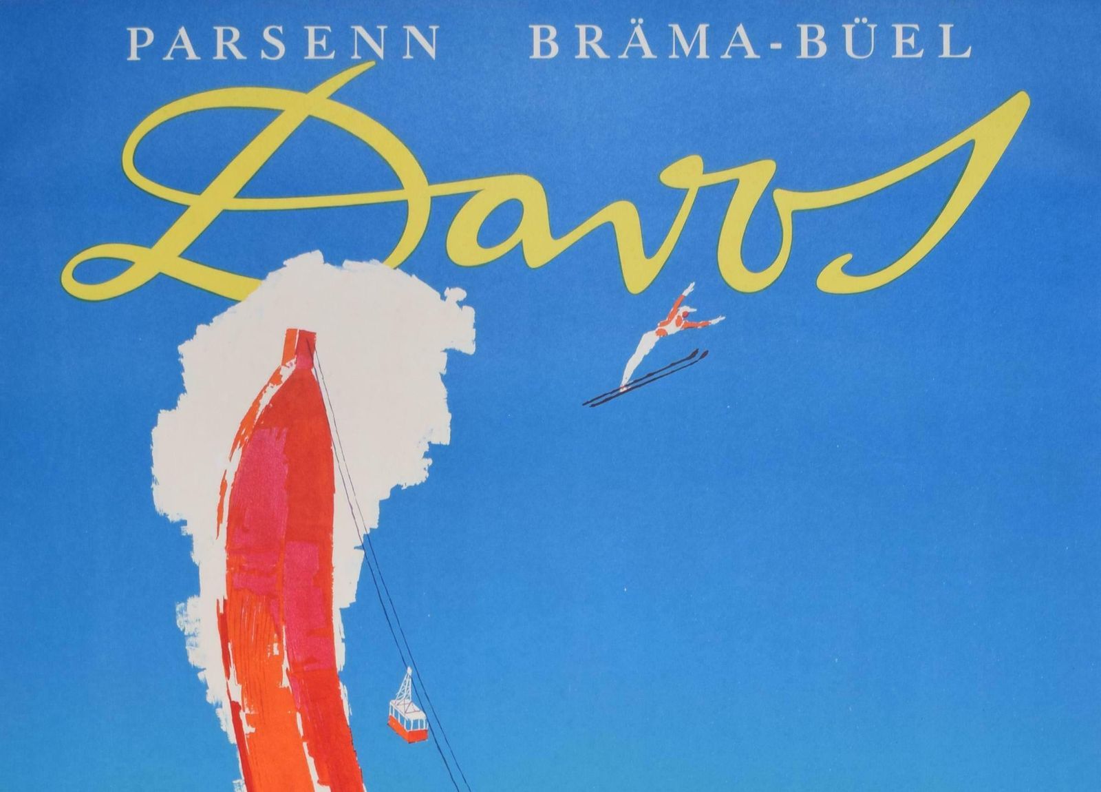 Donald Brun Davos, Switzerland Original Vintage Ski Poster By Donald Brun 1970s photo furniture