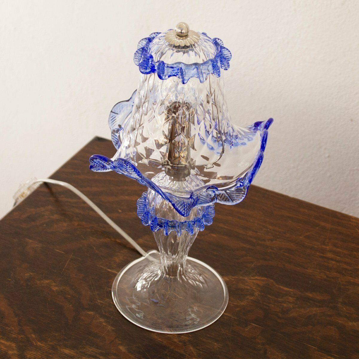 Clear And Blue Murano Glass Table Lamps, 2000s, Set Of 2 photo vinterior