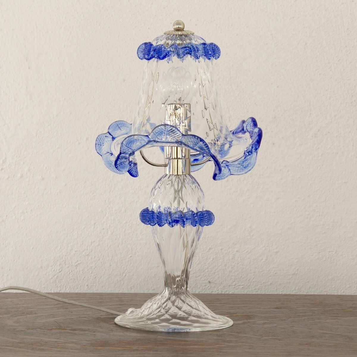 Clear And Blue Murano Glass Table Lamps, 2000s, Set Of 2 photo buy