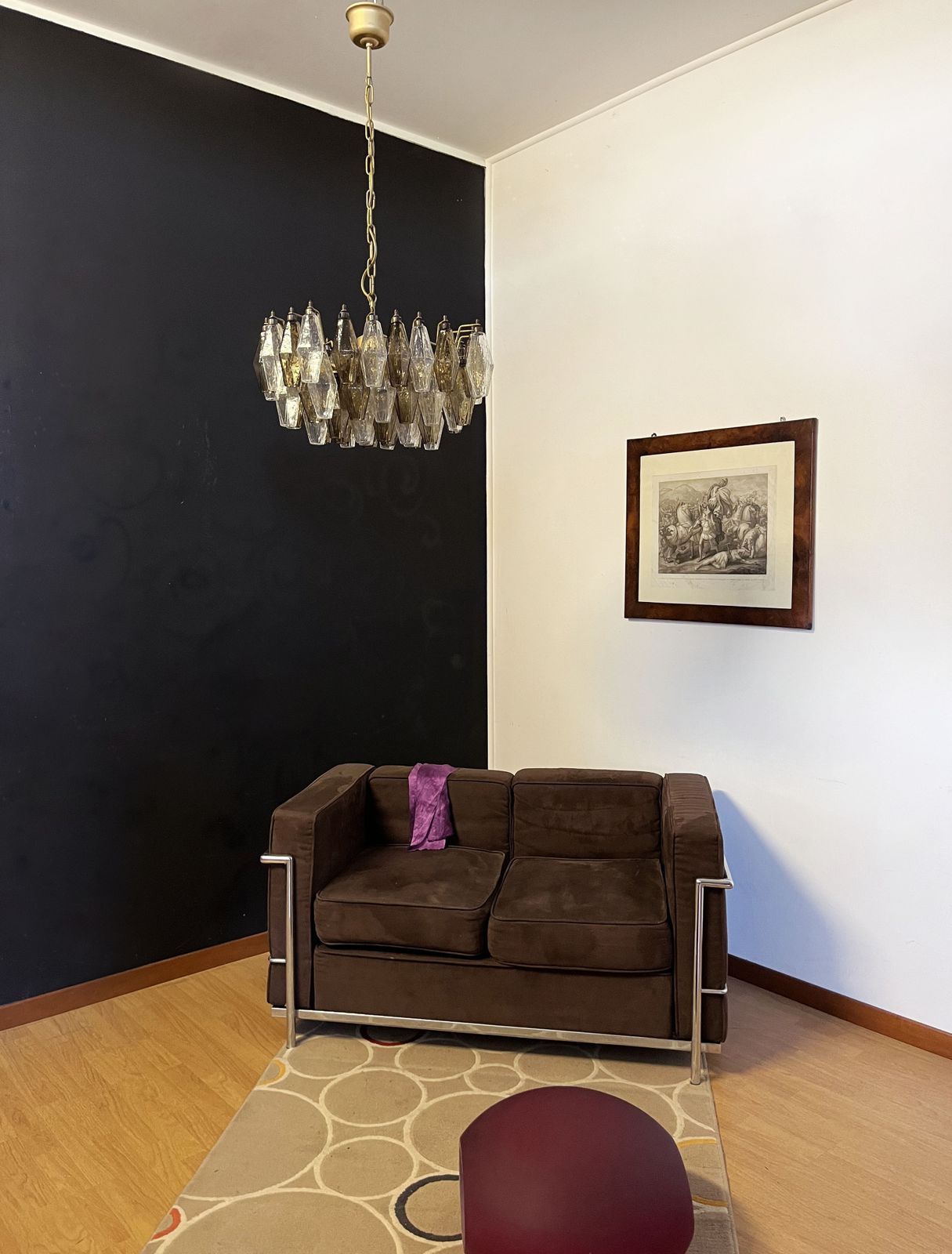Elegant Murano Poliedri Chandelier   Carlo Scarpa   Clear And Smoked Glasses photo furniture