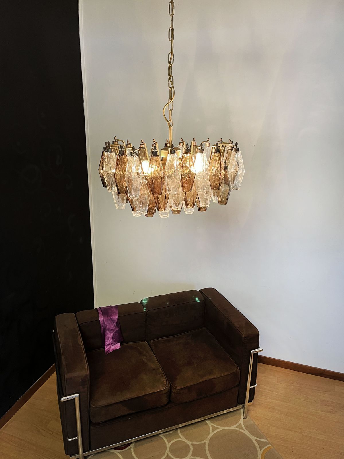 Elegant Murano Poliedri Chandelier   Carlo Scarpa   Clear And Smoked Glasses photo Lighting