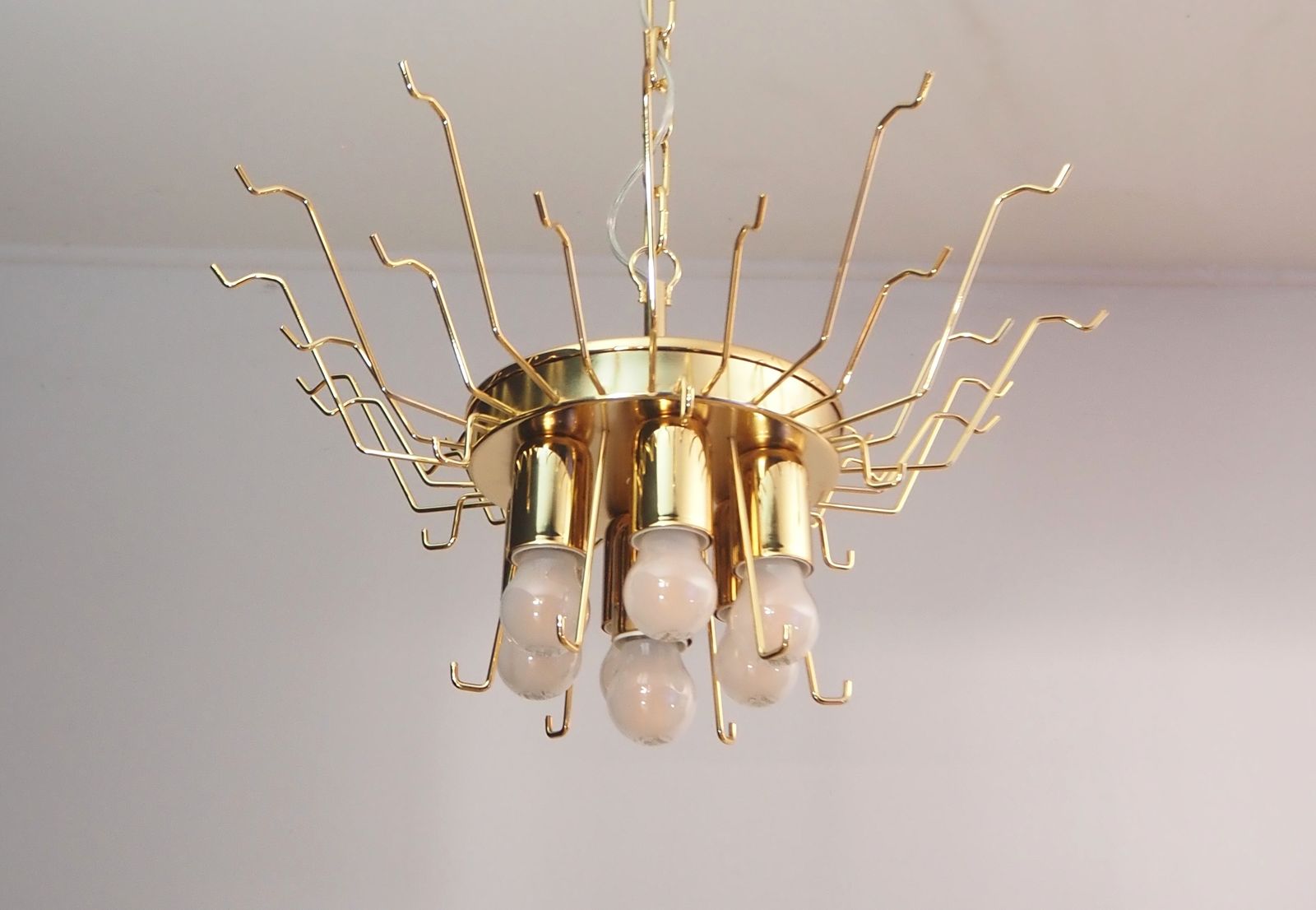 Italian Vintage Murano Chandelier   Mazzega   36 Gold Glass Petals photo for sale